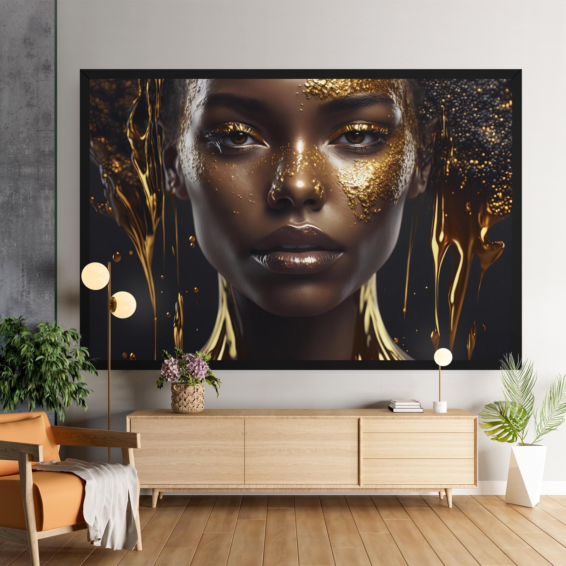 Картина на платно Gold Portrait Falling mockup 9