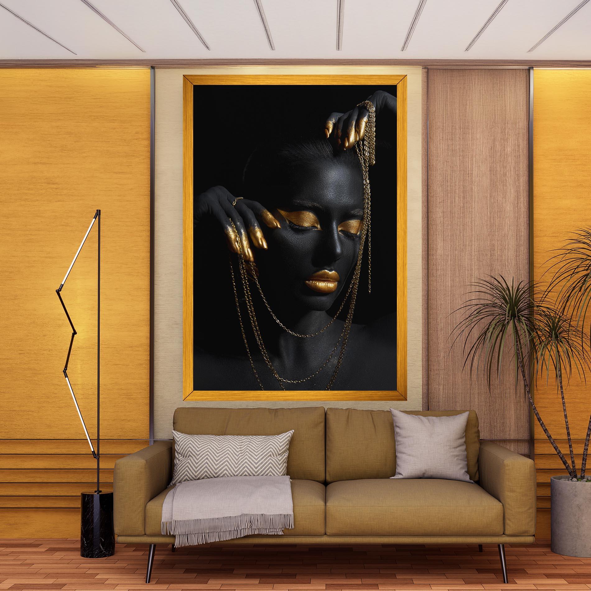 Картина на платно Gold Black Skin mockup 9