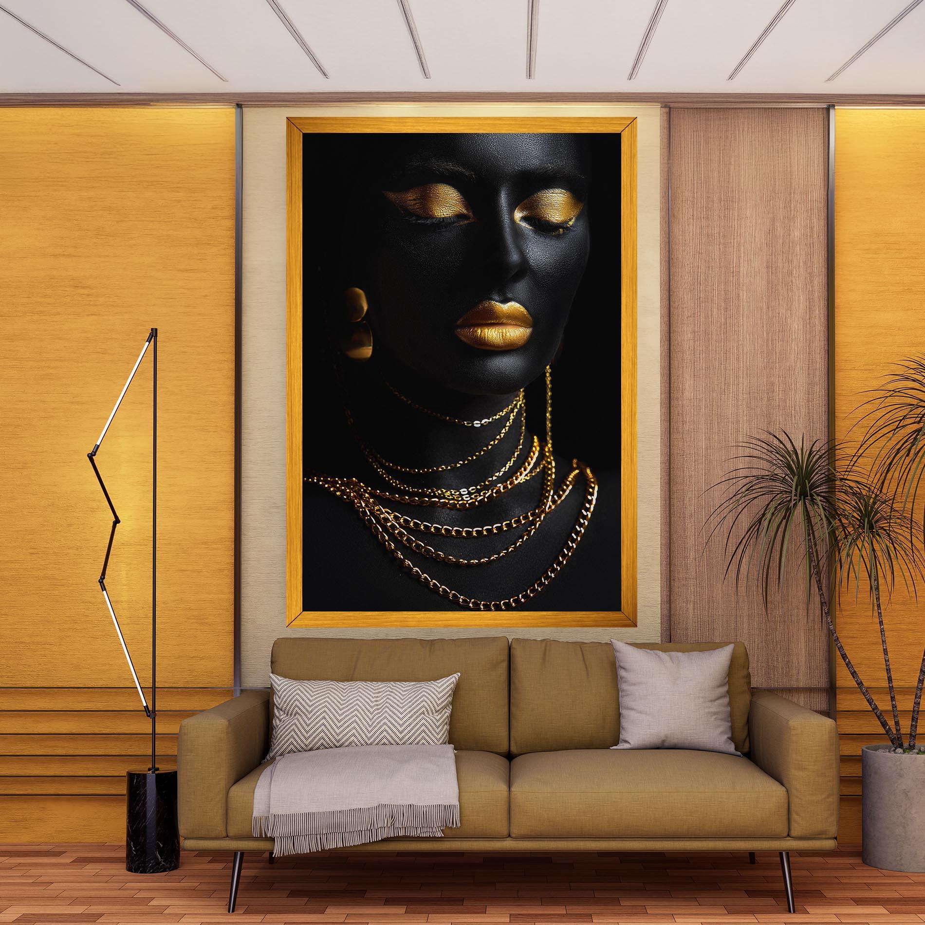 Картина на платно Gold Makeup Lips mockup 9