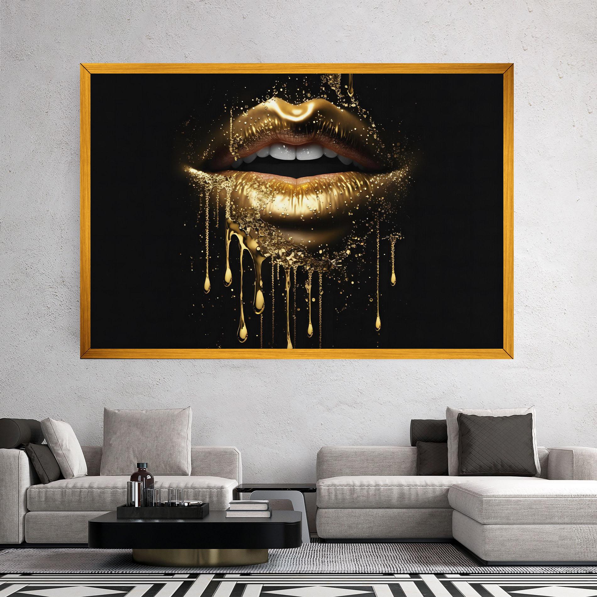 Картина на платно Golden Luxury Lips mockup 2