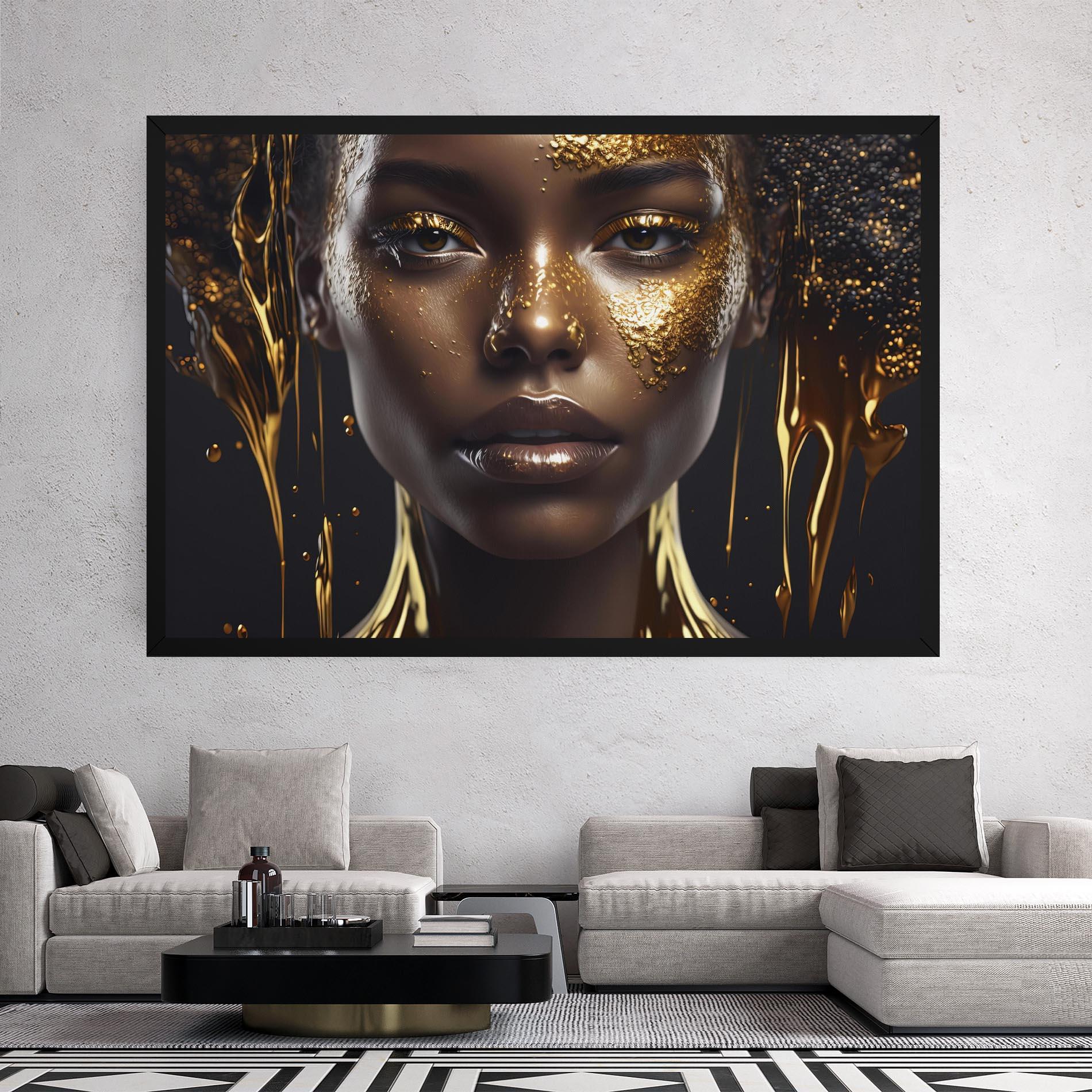 Картина на платно Gold Portrait Falling mockup 2
