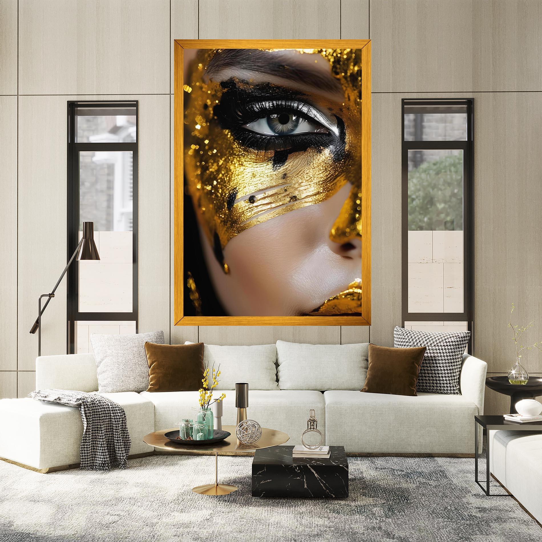 Картина на платно Black Gold Eyeliner mockup 2