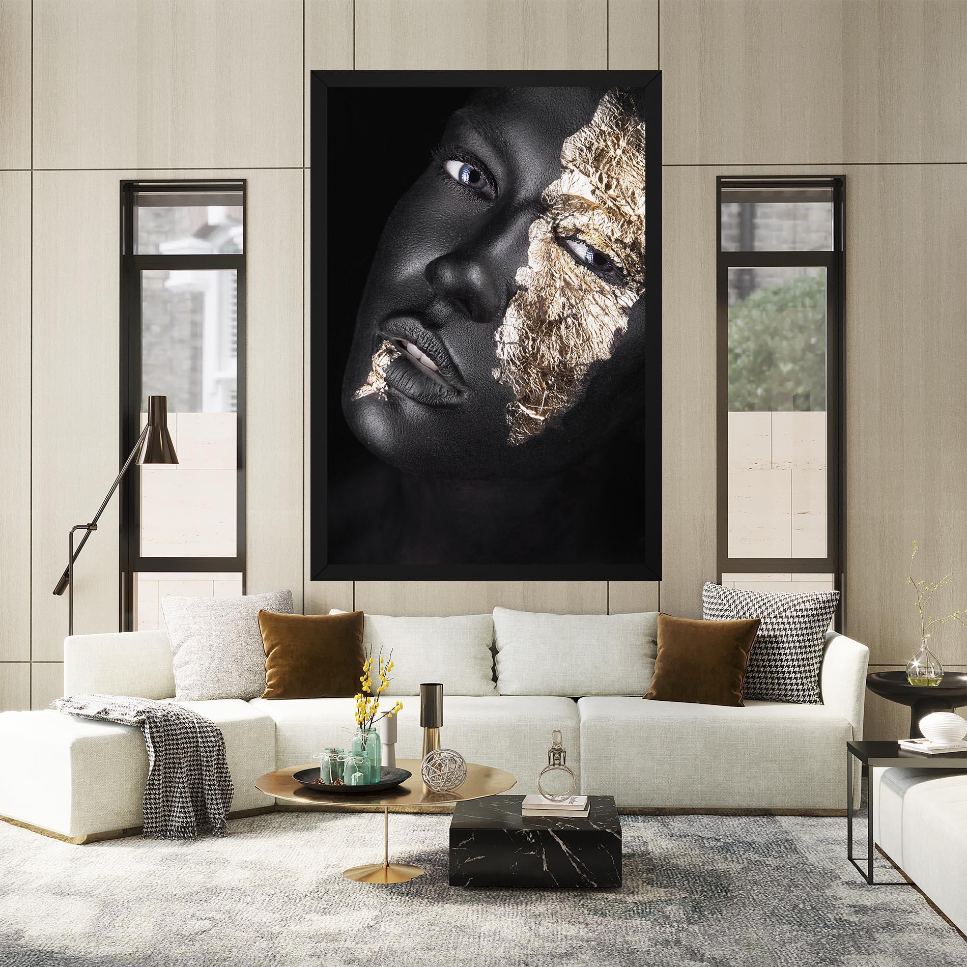 Картина на платно Grey Gold Makeup mockup 2