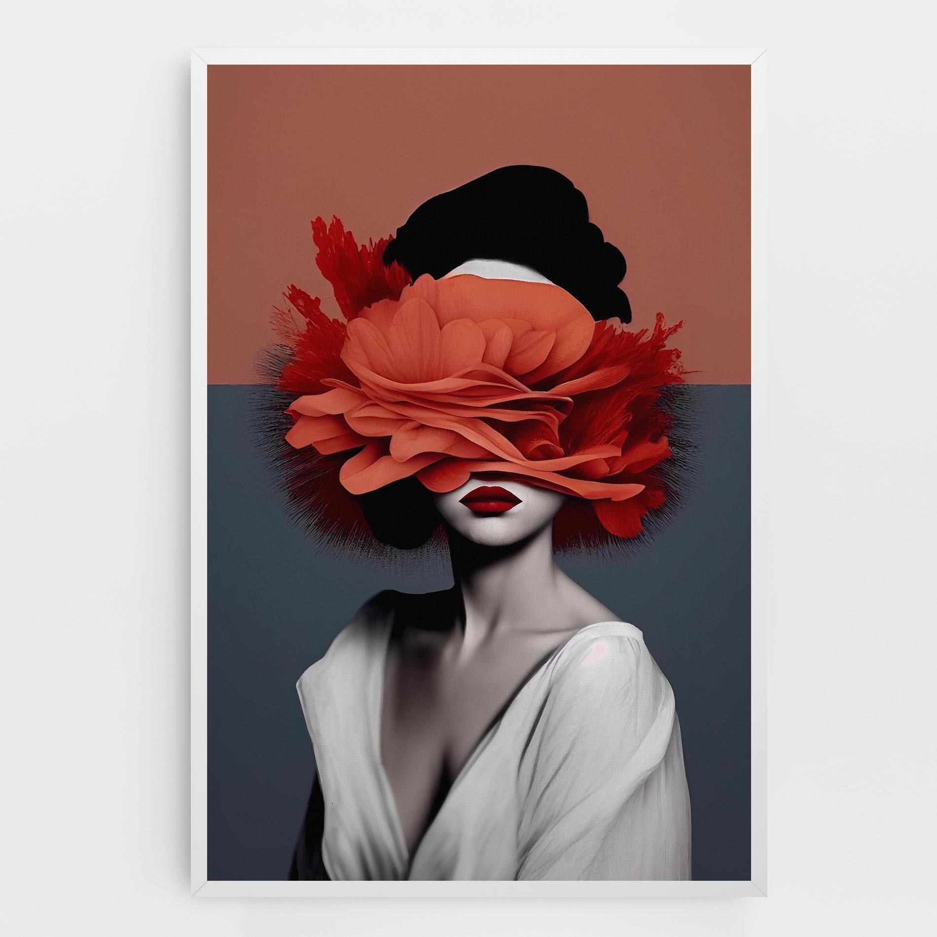 Картина на платно Red Flower Woman mockup 0