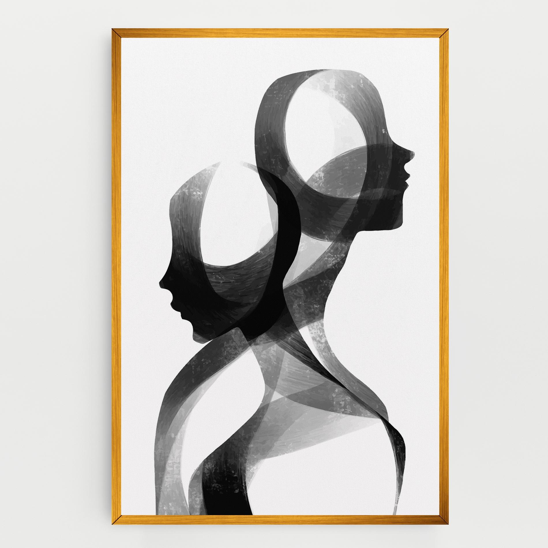 Картина на платно Abstract Grey Couple mockup 0