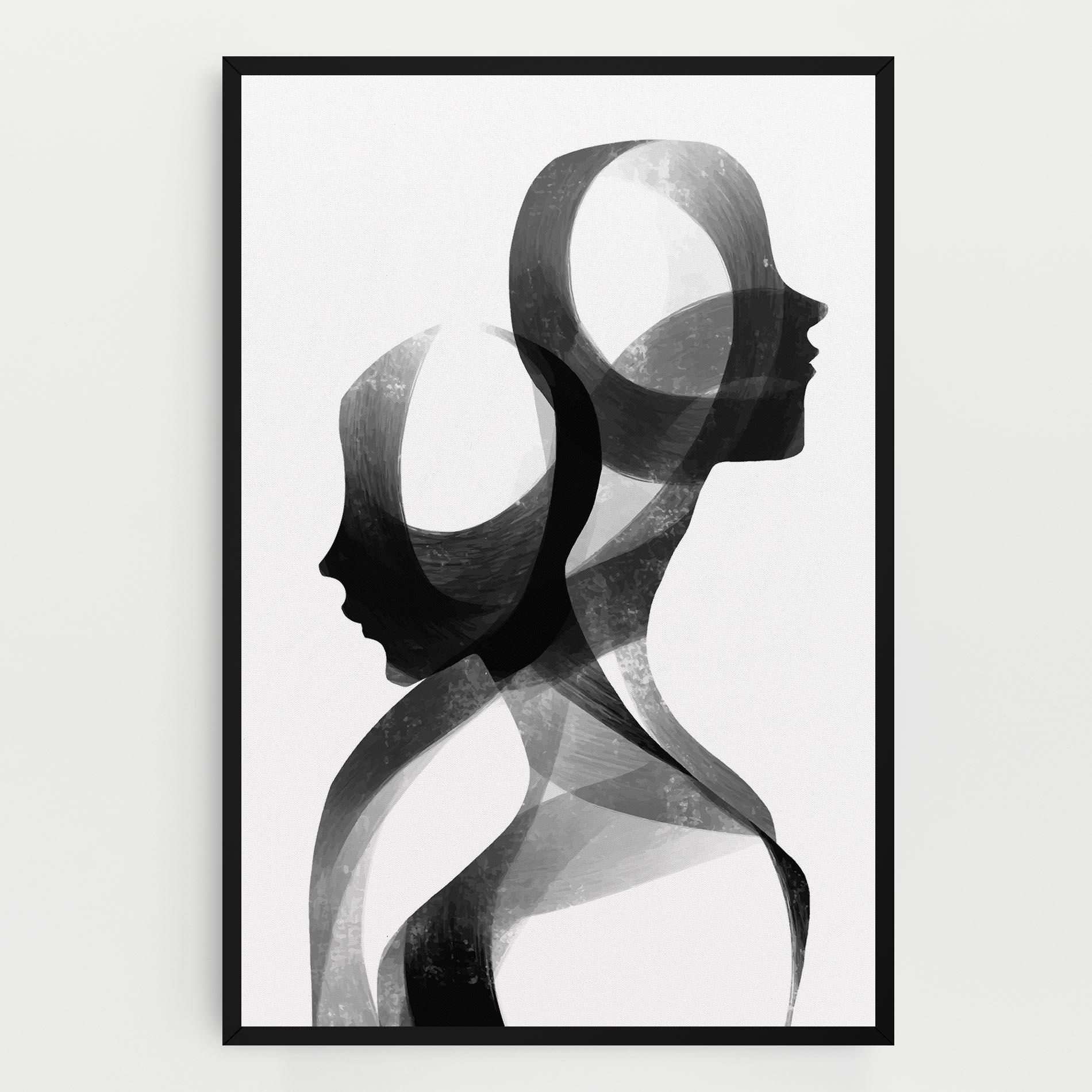 Картина на платно Abstract Grey Couple mockup 0