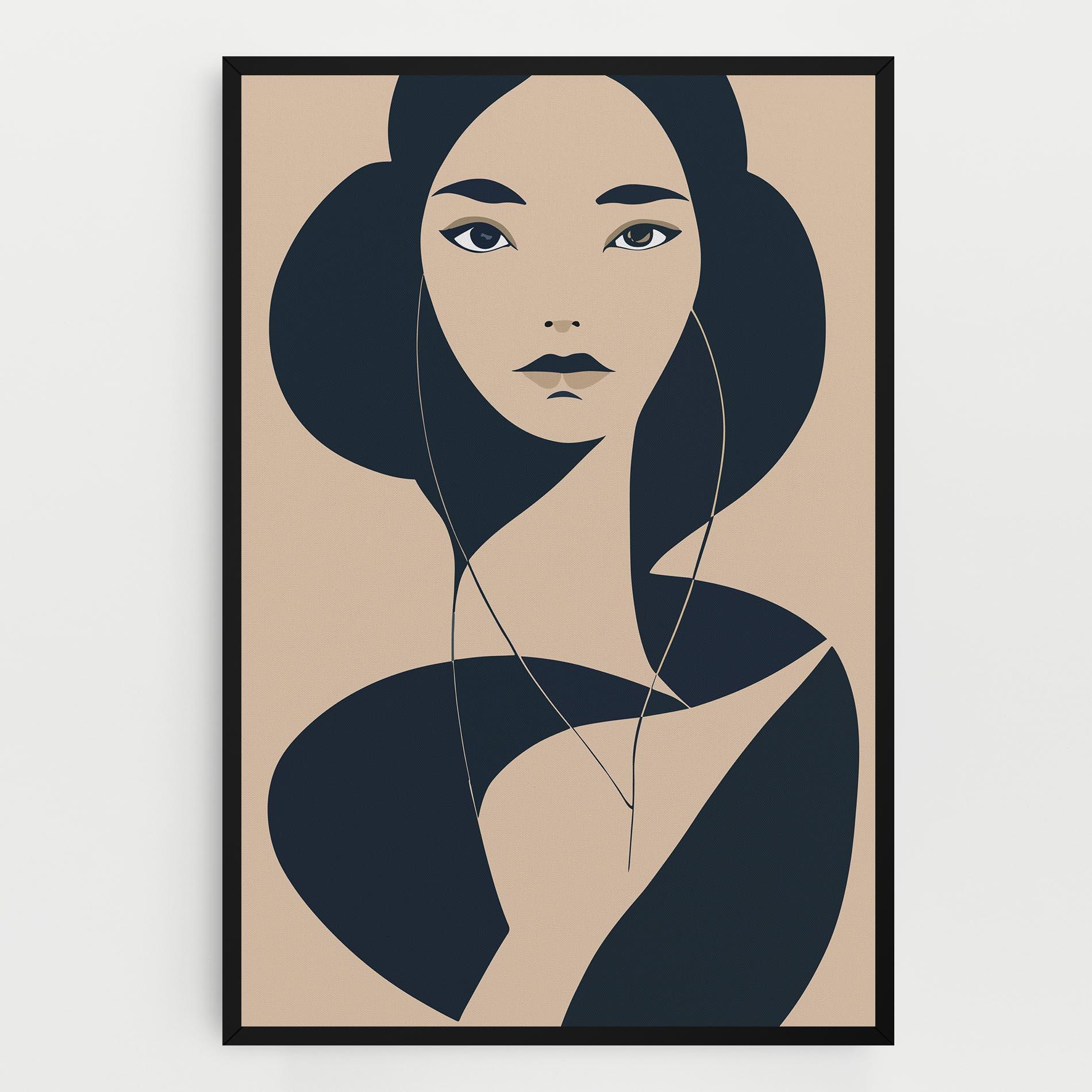 Картина на платно Cream Blue Woman mockup 0