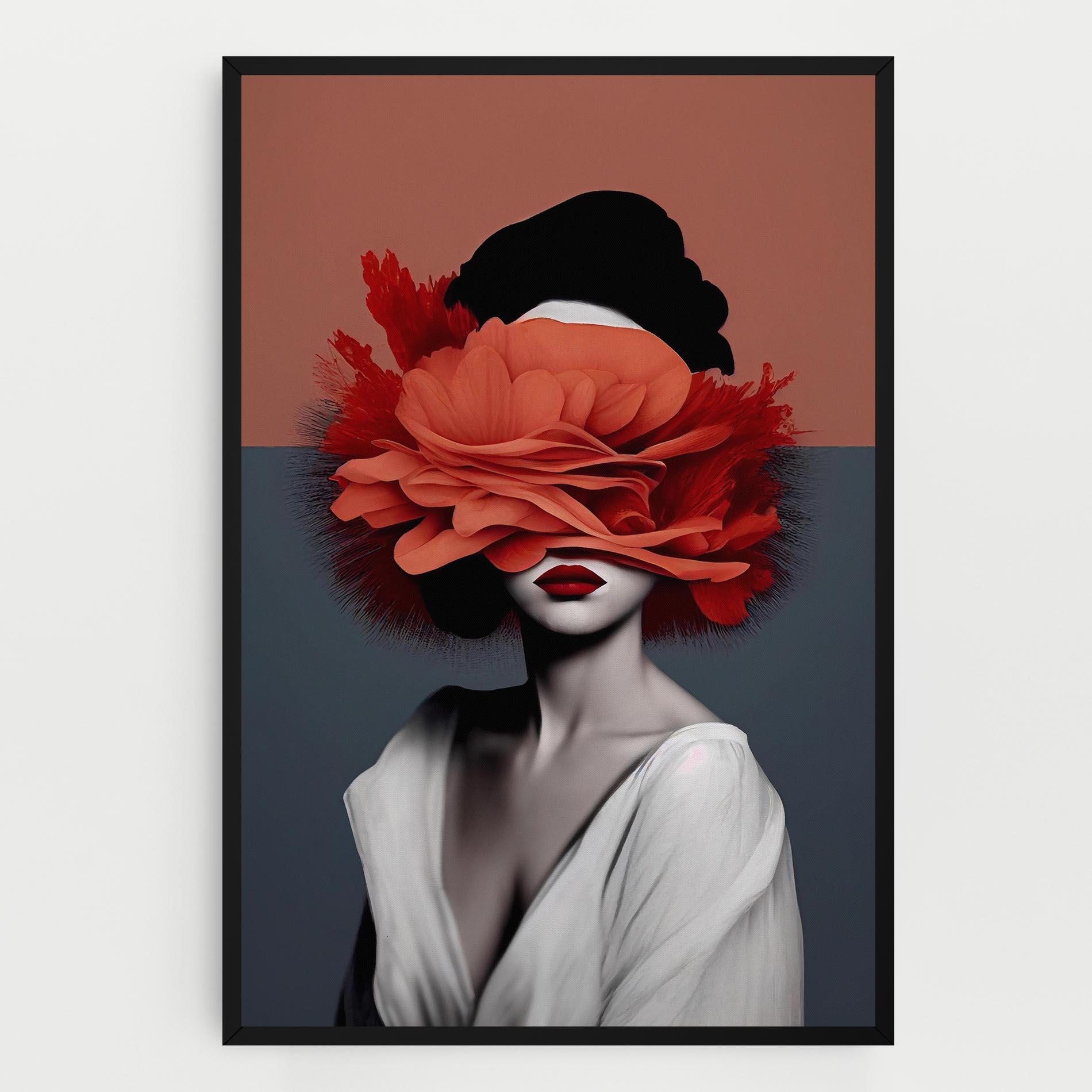 Картина на платно Red Flower Woman mockup 0