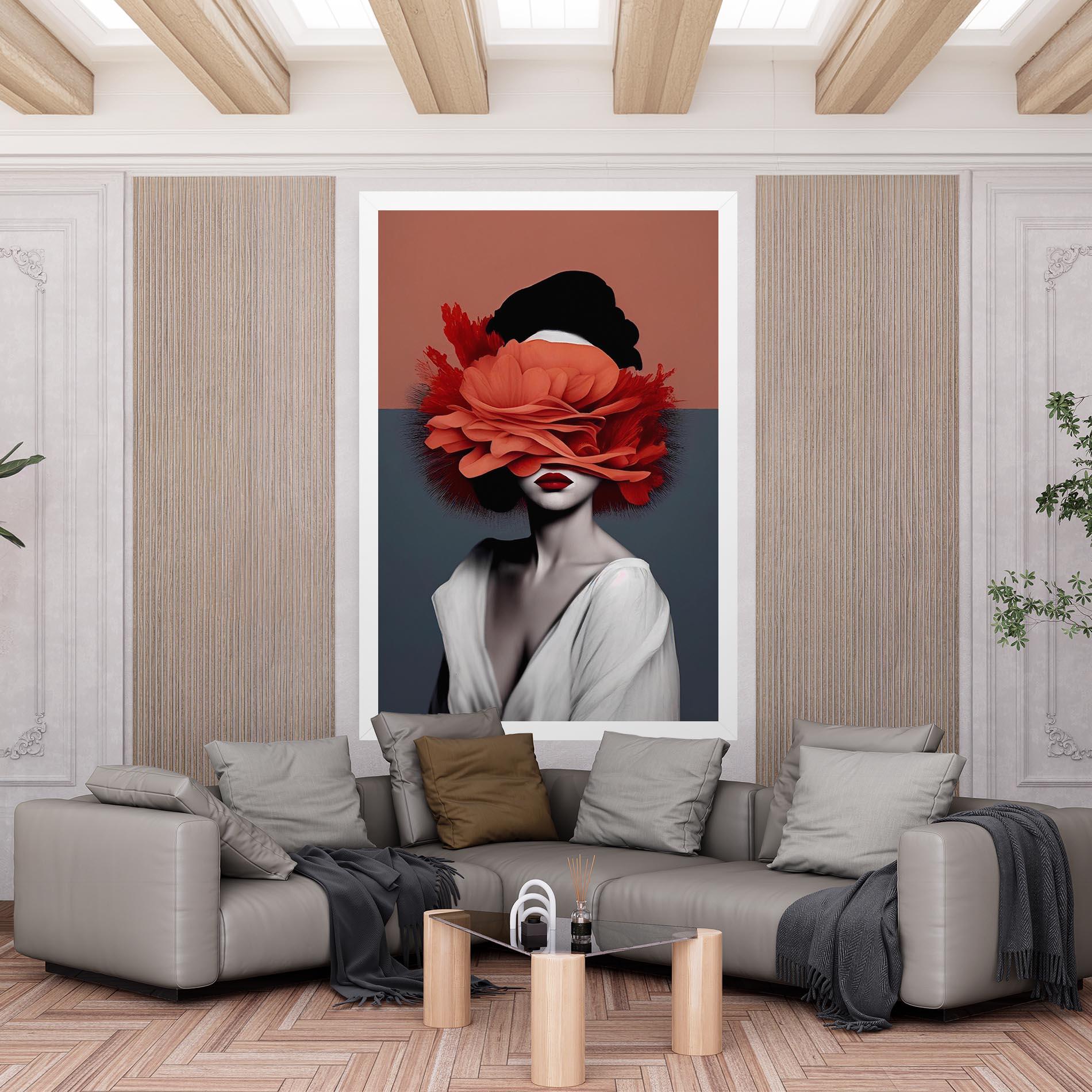 Картина на платно Red Flower Woman mockup 6