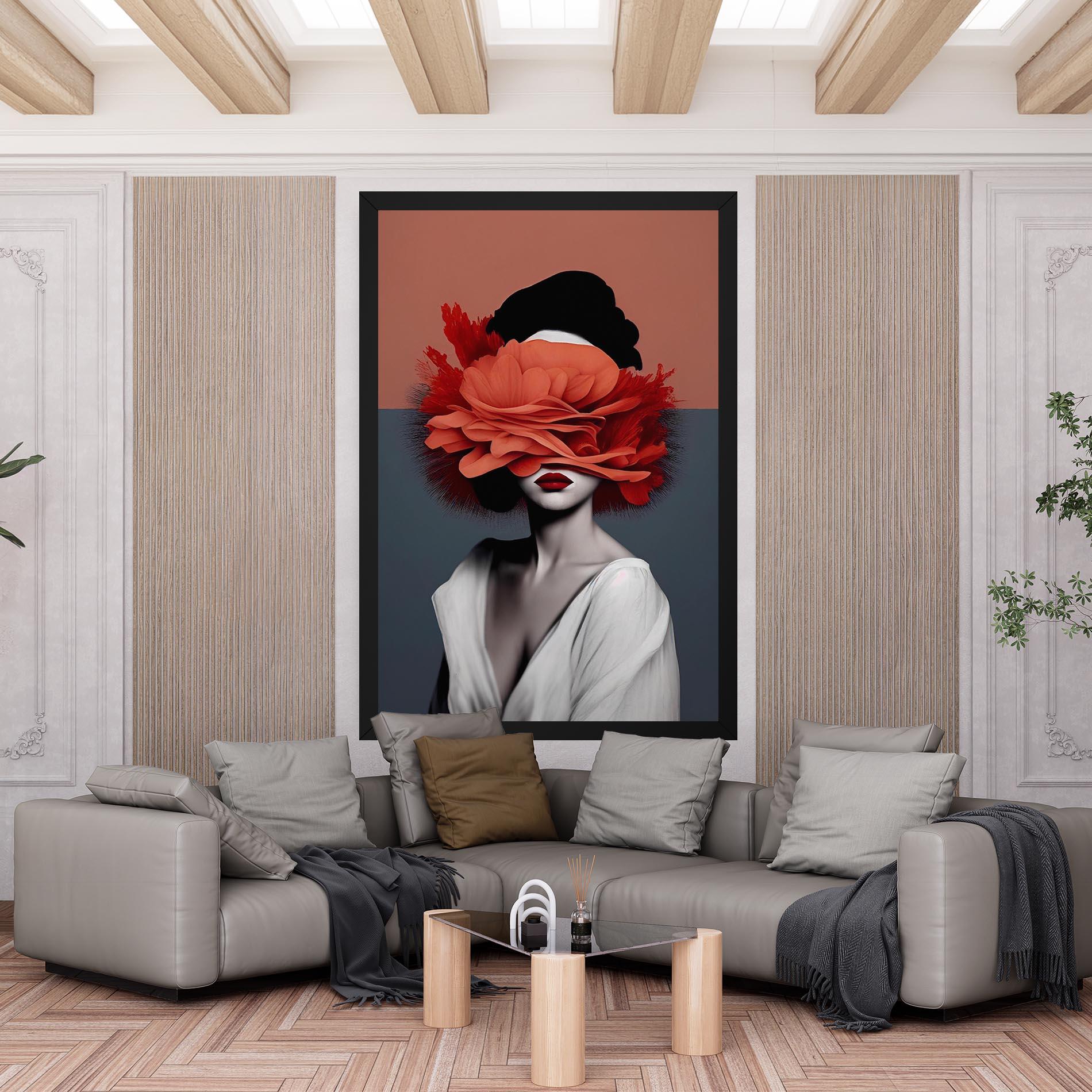 Картина на платно Red Flower Woman mockup 6