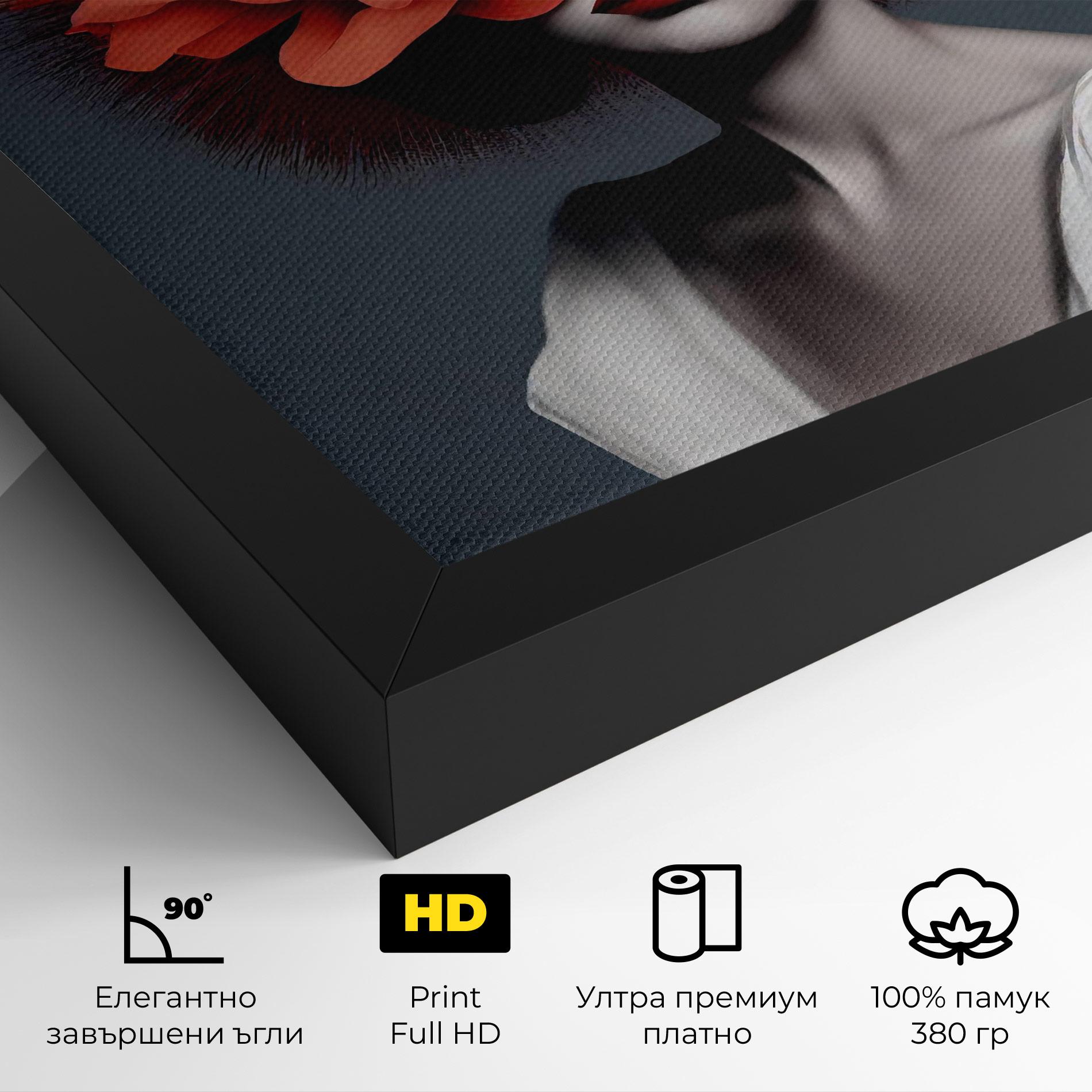 Картина на платно Red Flower Woman mockup 4