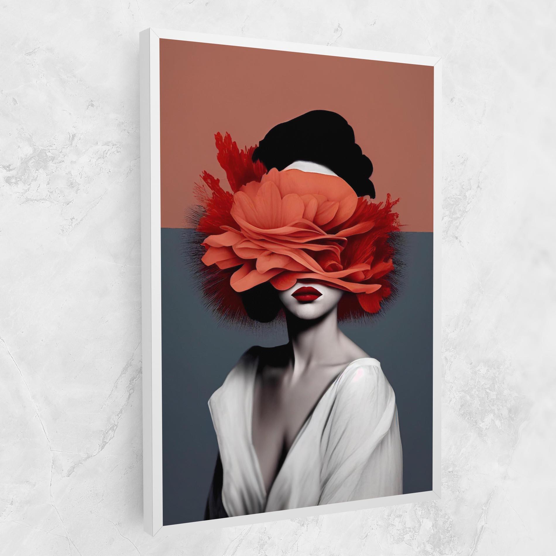 Картина на платно Red Flower Woman mockup 1
