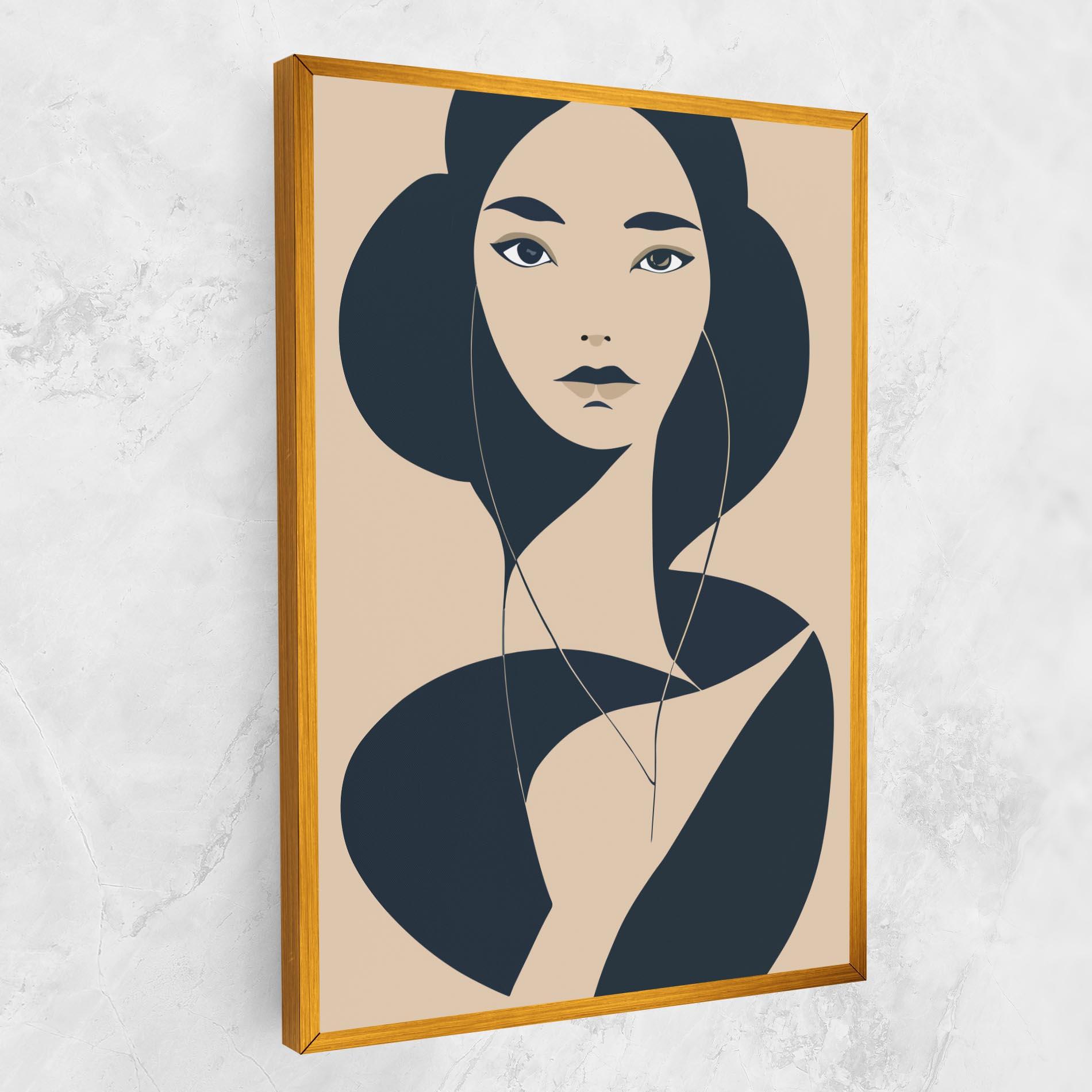 Картина на платно Cream Blue Woman mockup 1