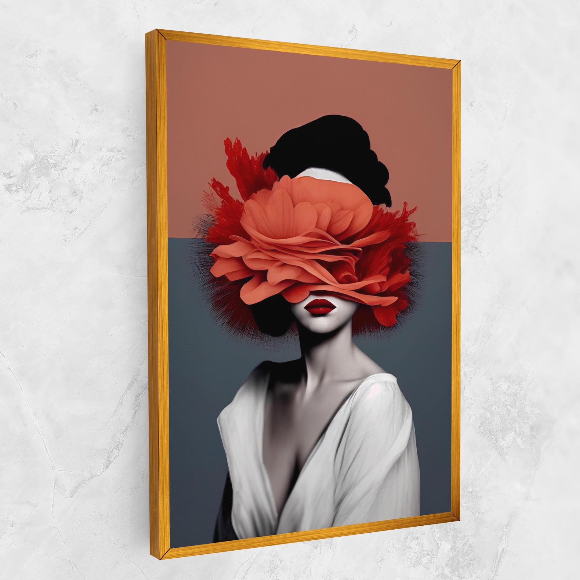 Картина на платно Red Flower Woman mockup 1