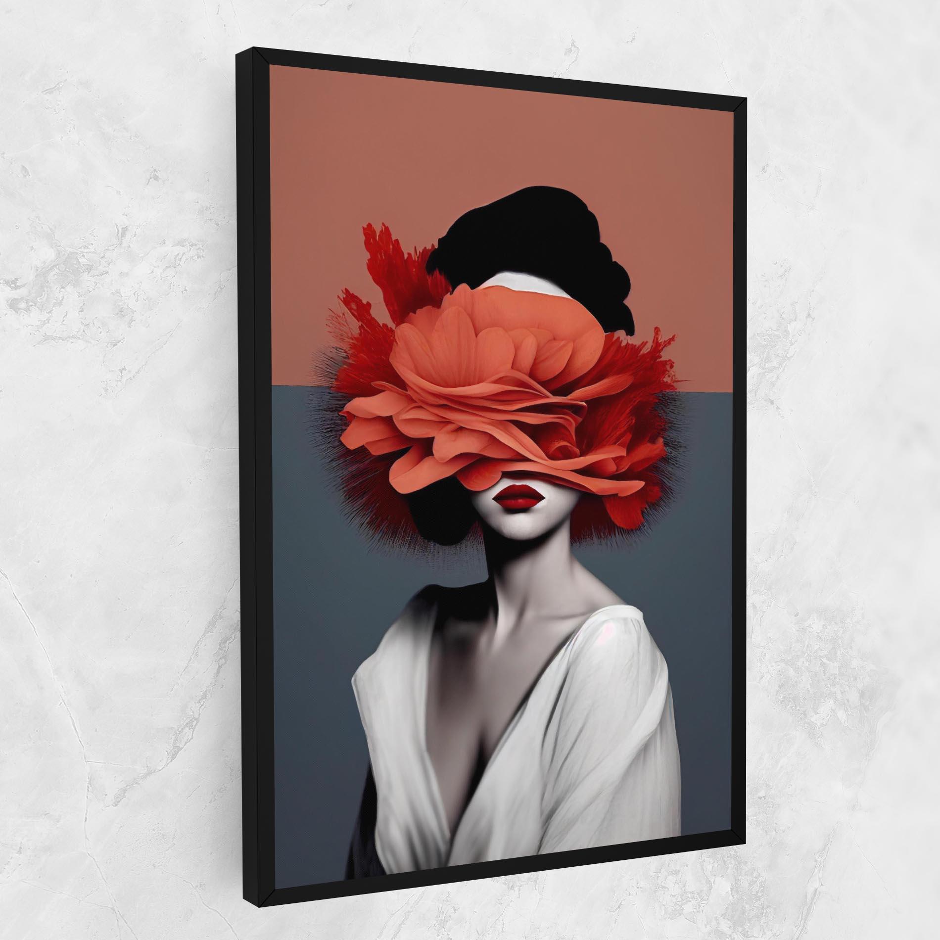 Картина на платно Red Flower Woman mockup 1