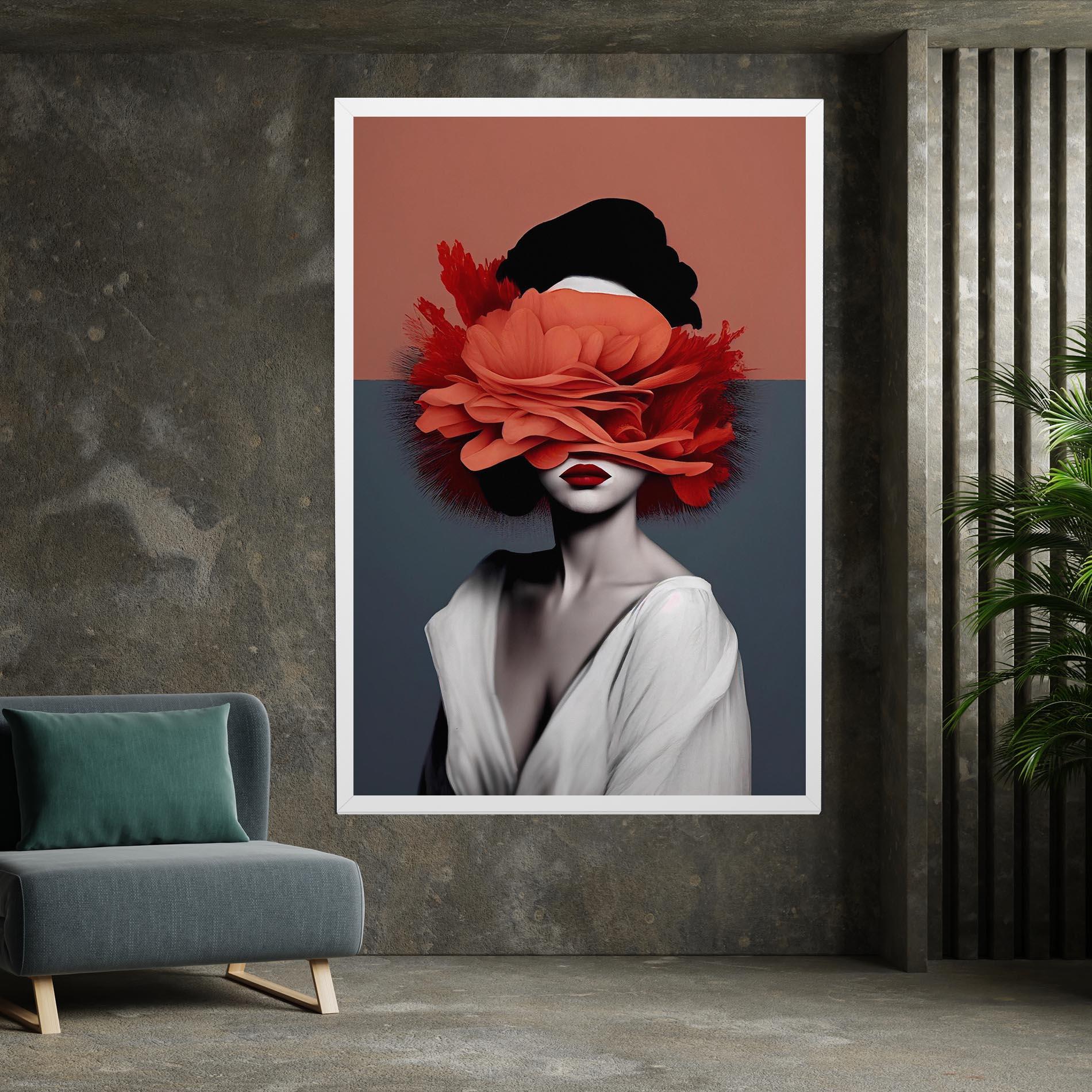 Картина на платно Red Flower Woman mockup 7