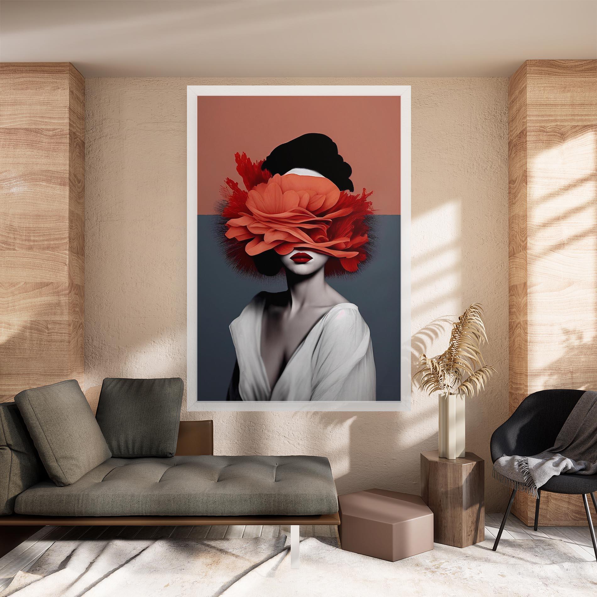 Картина на платно Red Flower Woman mockup 8