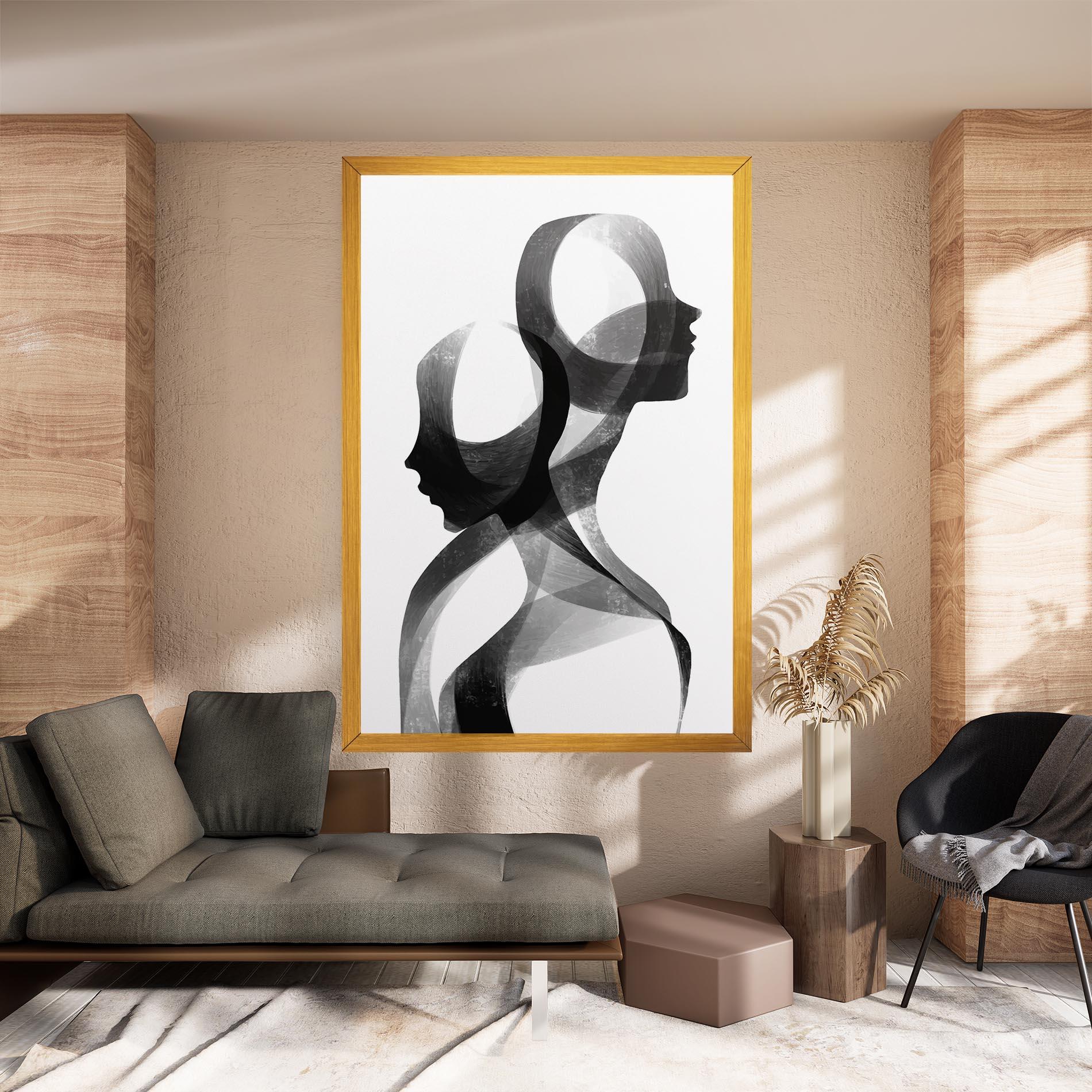 Картина на платно Abstract Grey Couple mockup 8