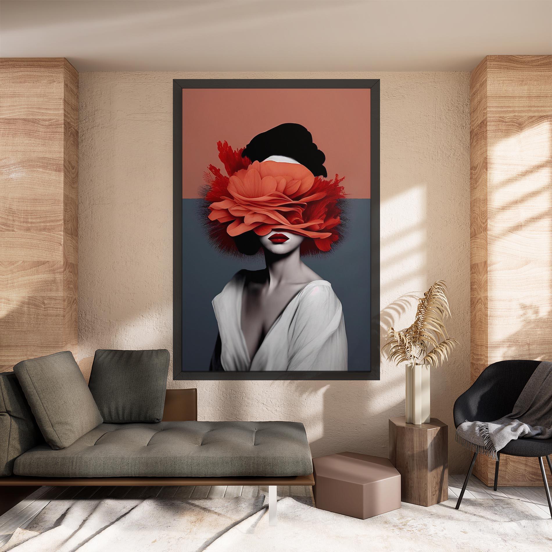 Картина на платно Red Flower Woman mockup 8