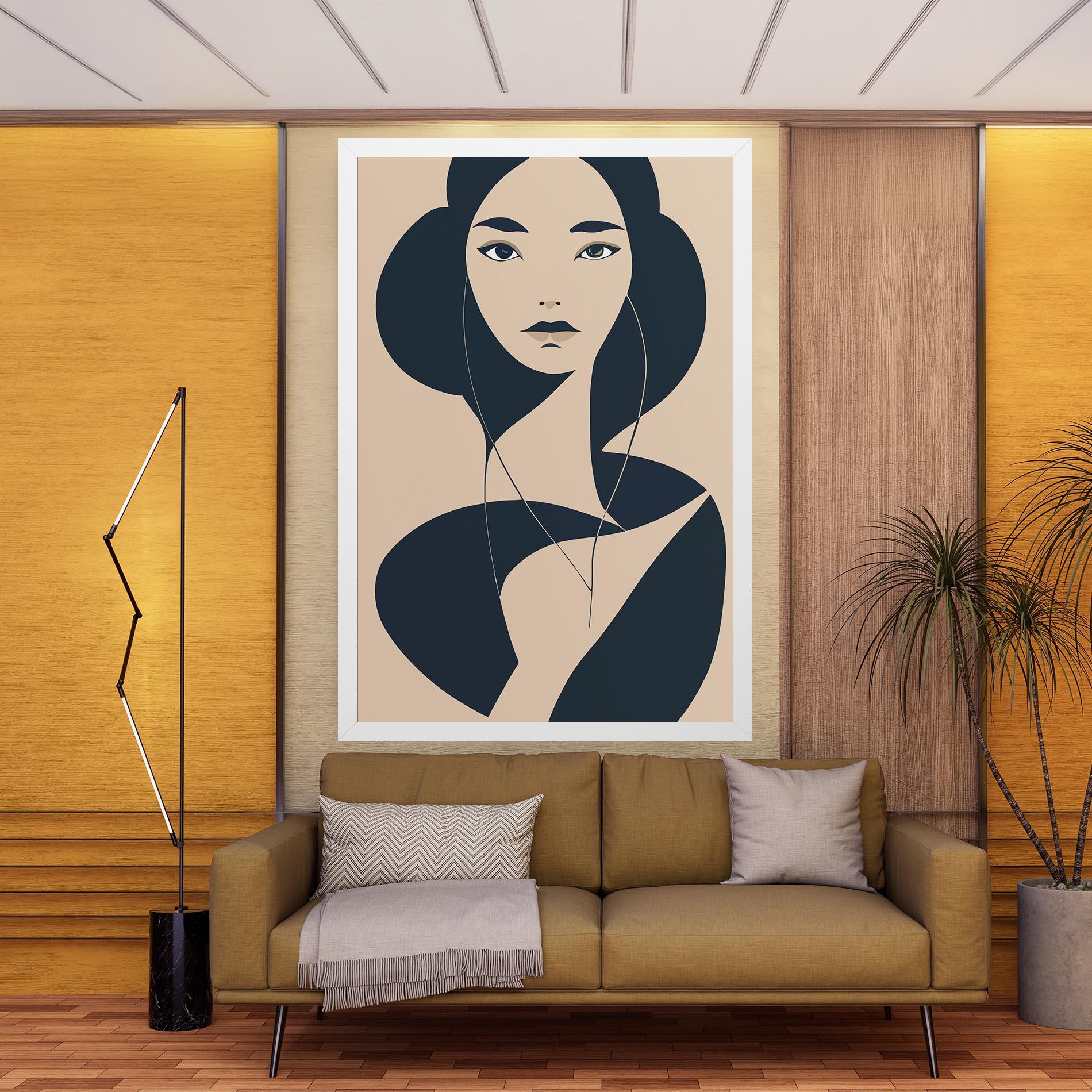 Картина на платно Cream Blue Woman mockup 9