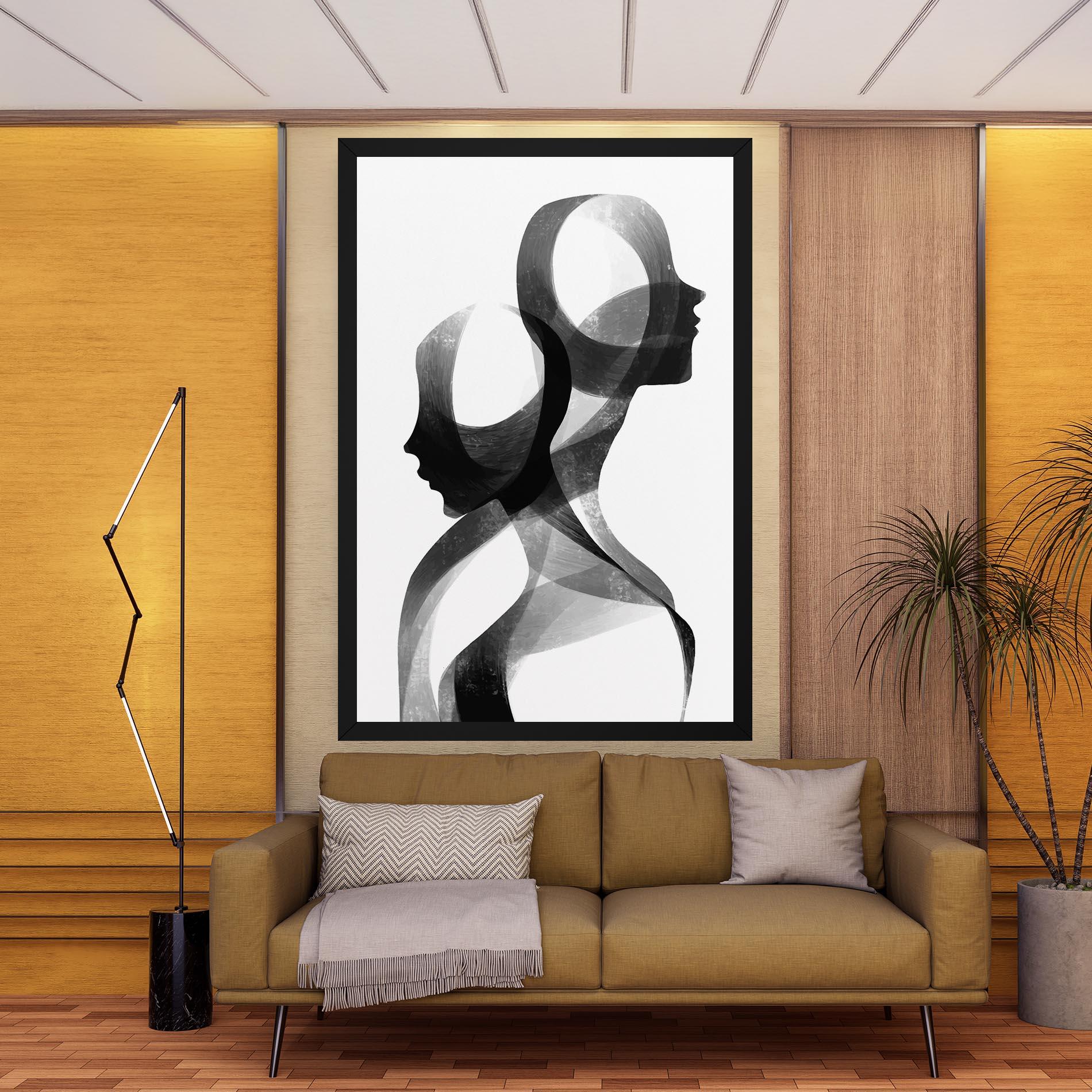 Картина на платно Abstract Grey Couple mockup 9