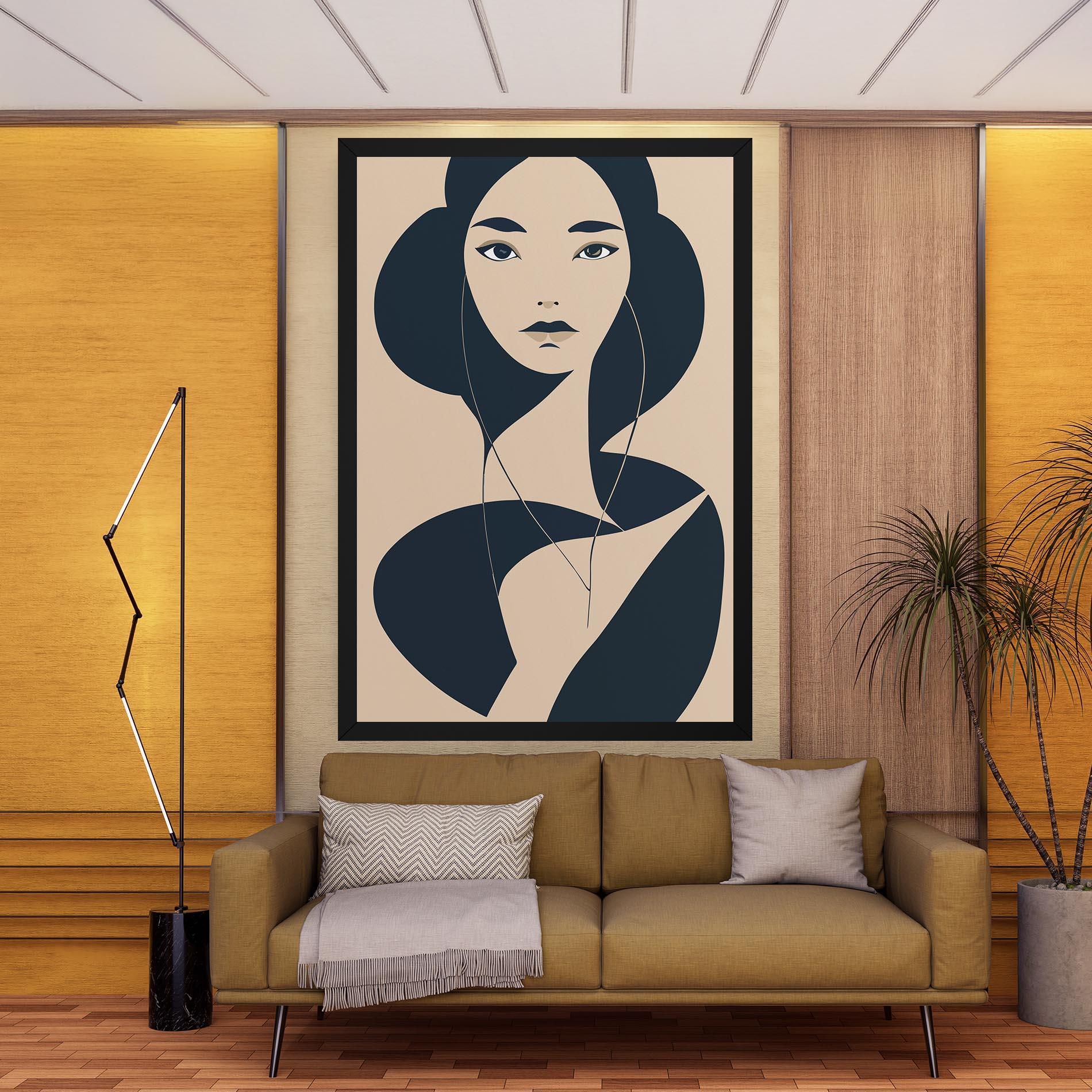 Картина на платно Cream Blue Woman mockup 9