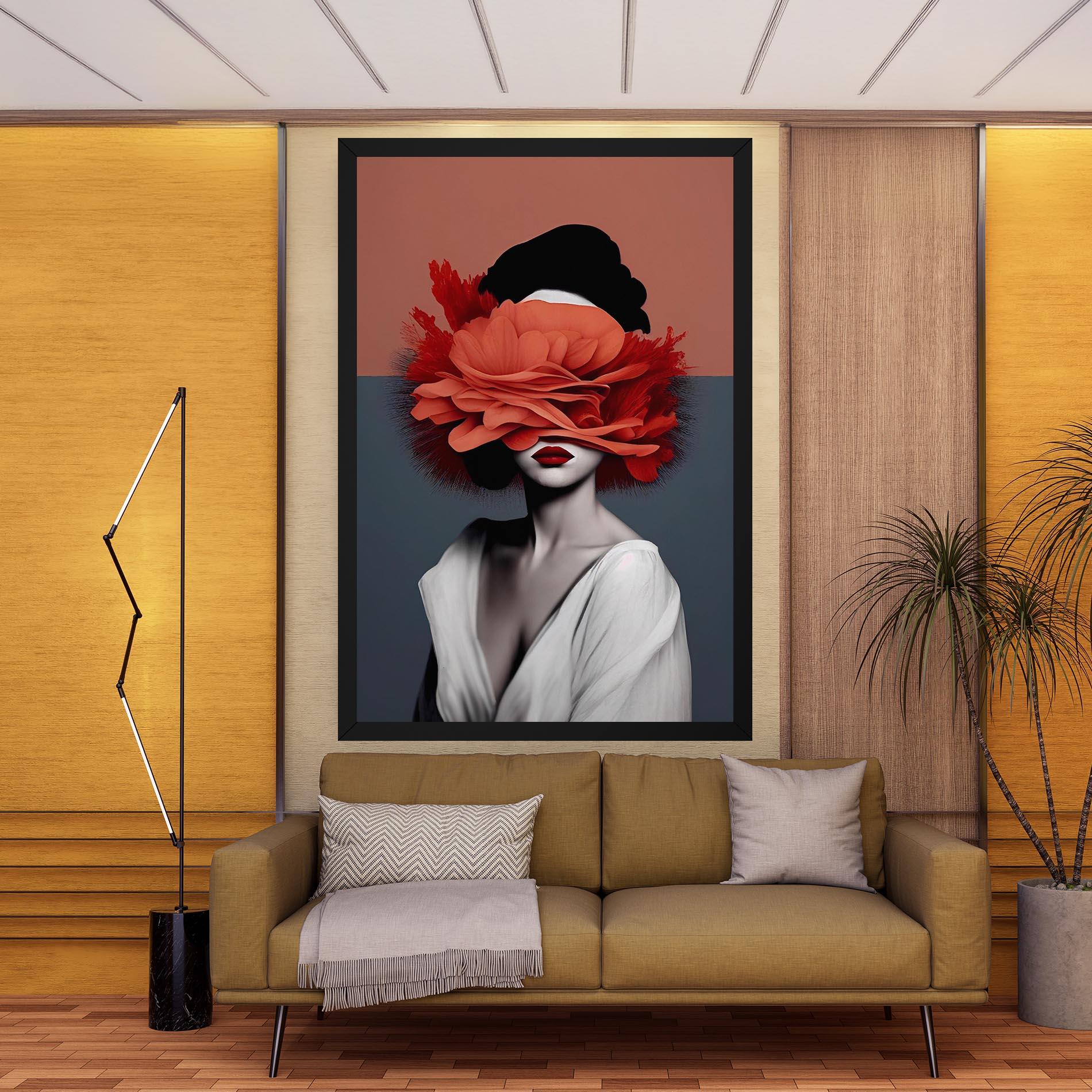 Картина на платно Red Flower Woman mockup 9