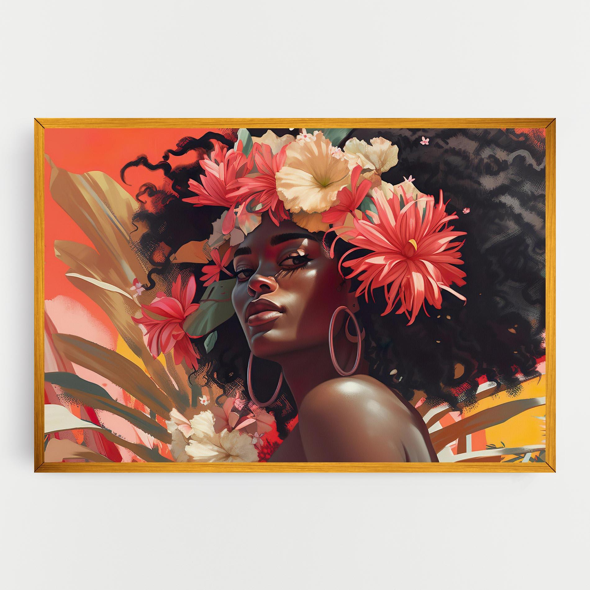 Картина на платно African Flower Woman mockup 0
