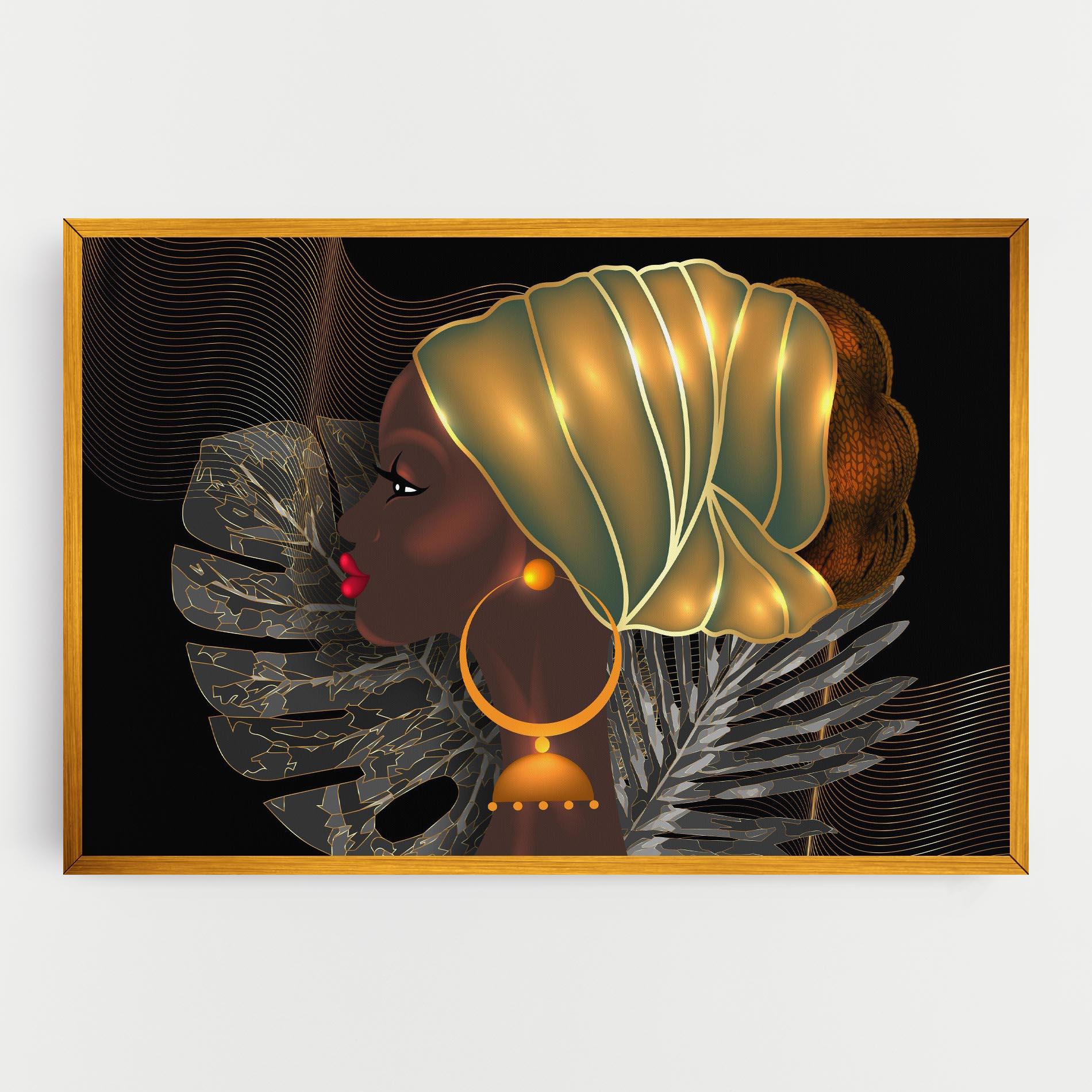 Картина на платно African Gold Leaf mockup 0