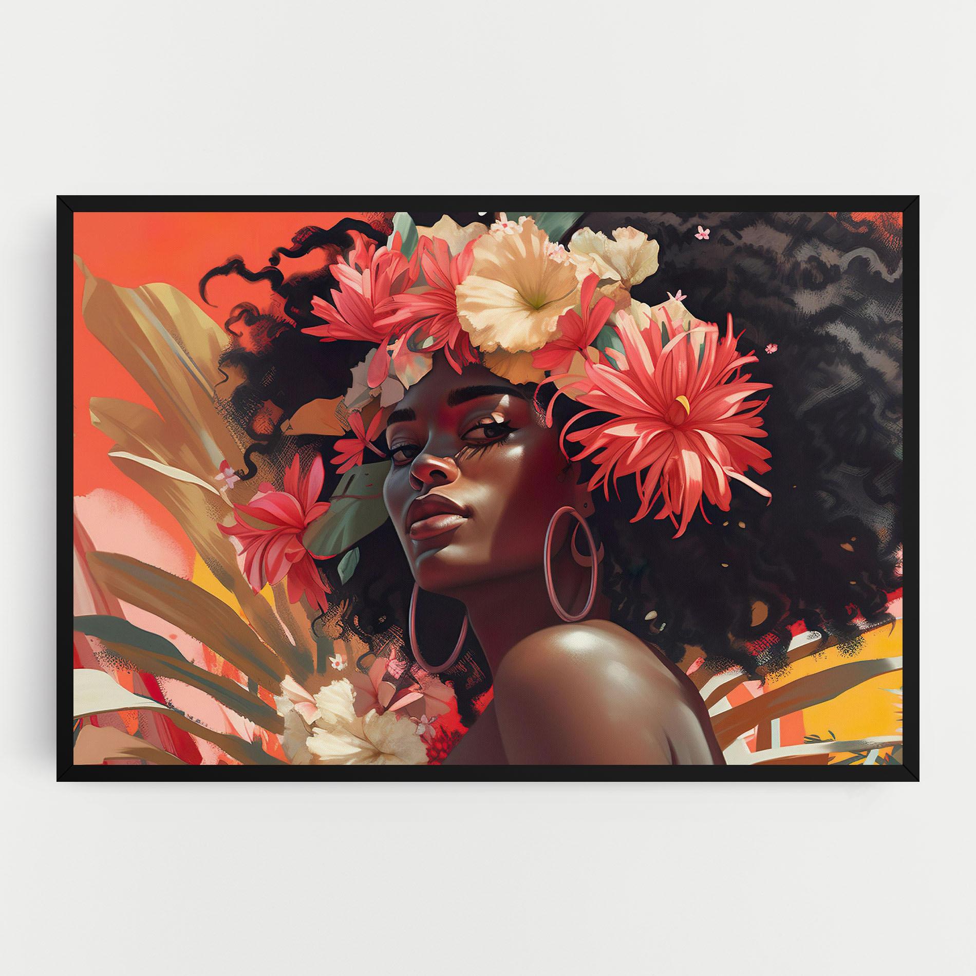 Картина на платно African Flower Woman mockup 0