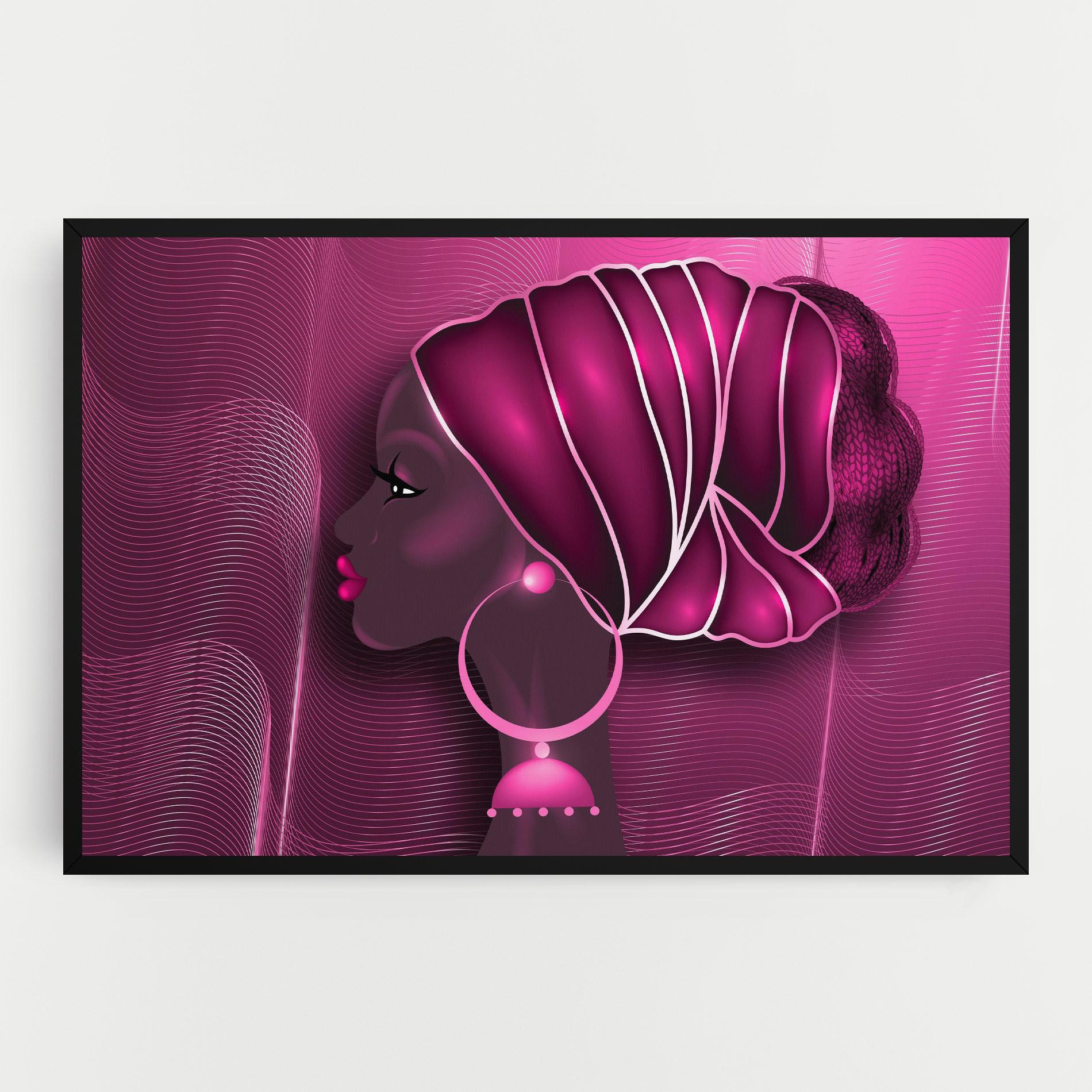 Картина на платно African Pink Woman mockup 0