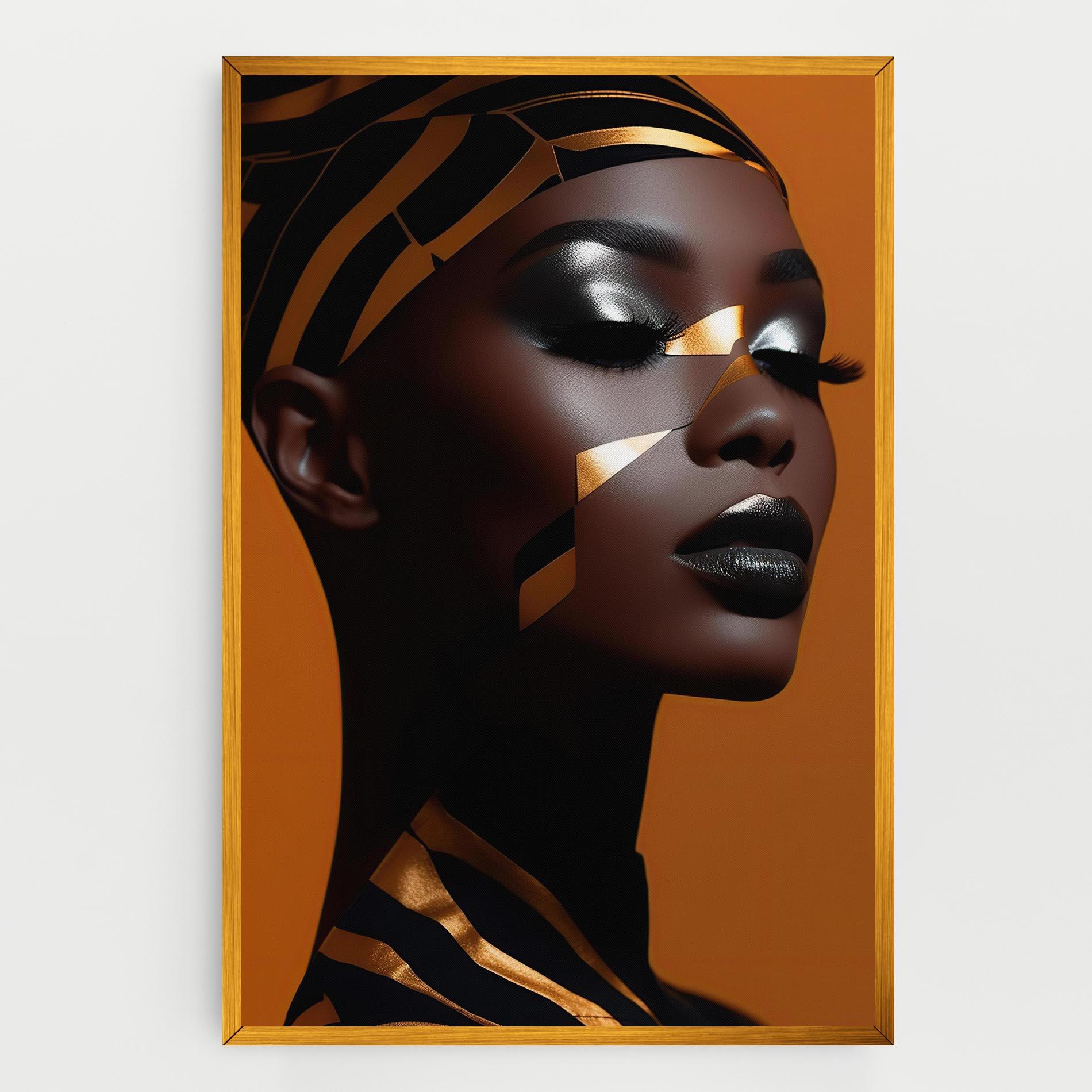 Картина на платно African Woman On Orange mockup 0