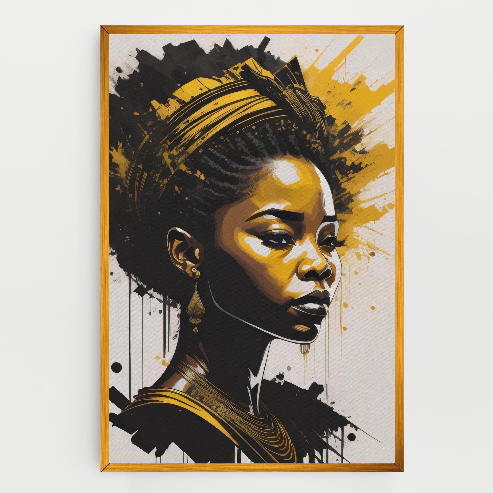 Картина на платно Gold African Woman mockup 0