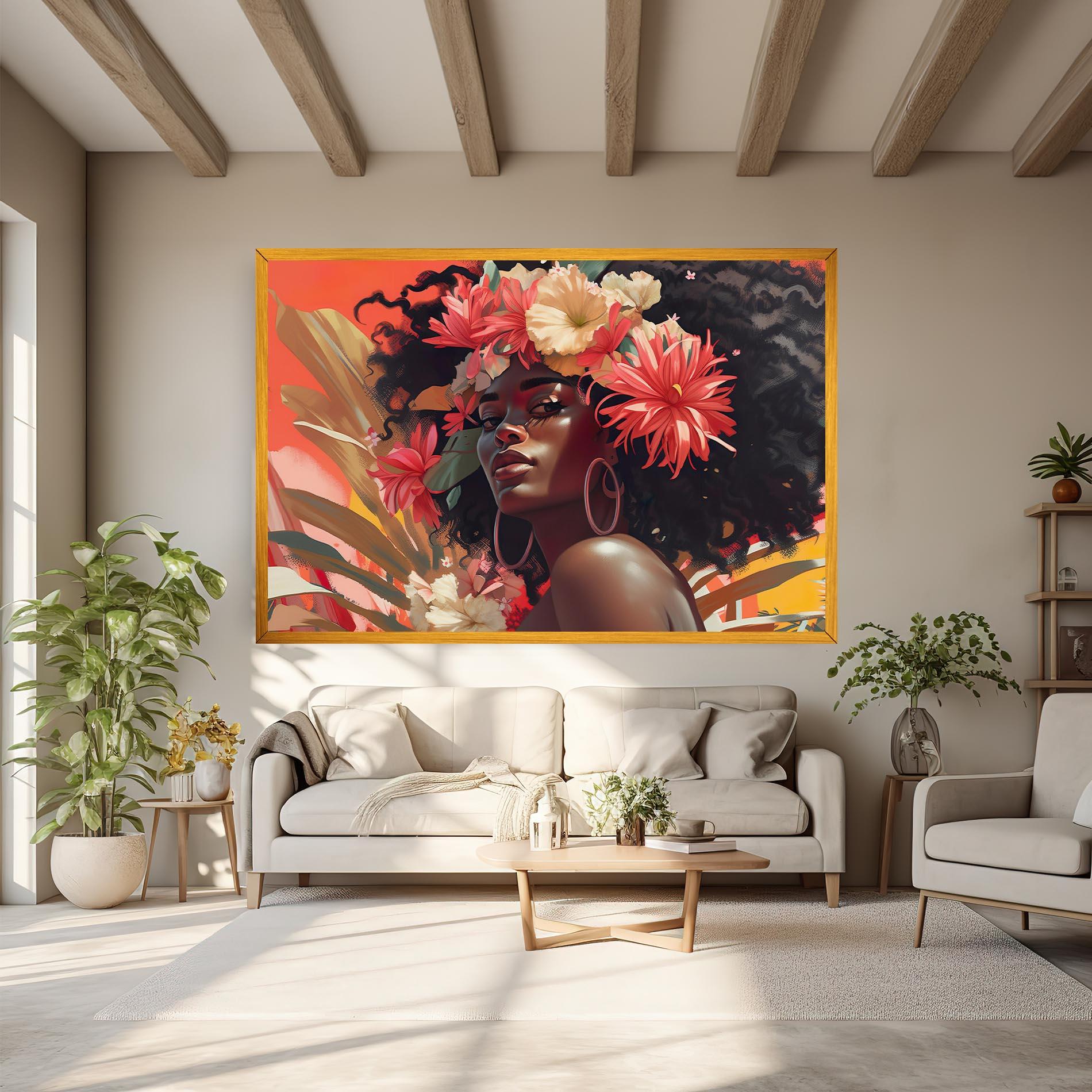 Картина на платно African Flower Woman mockup 6