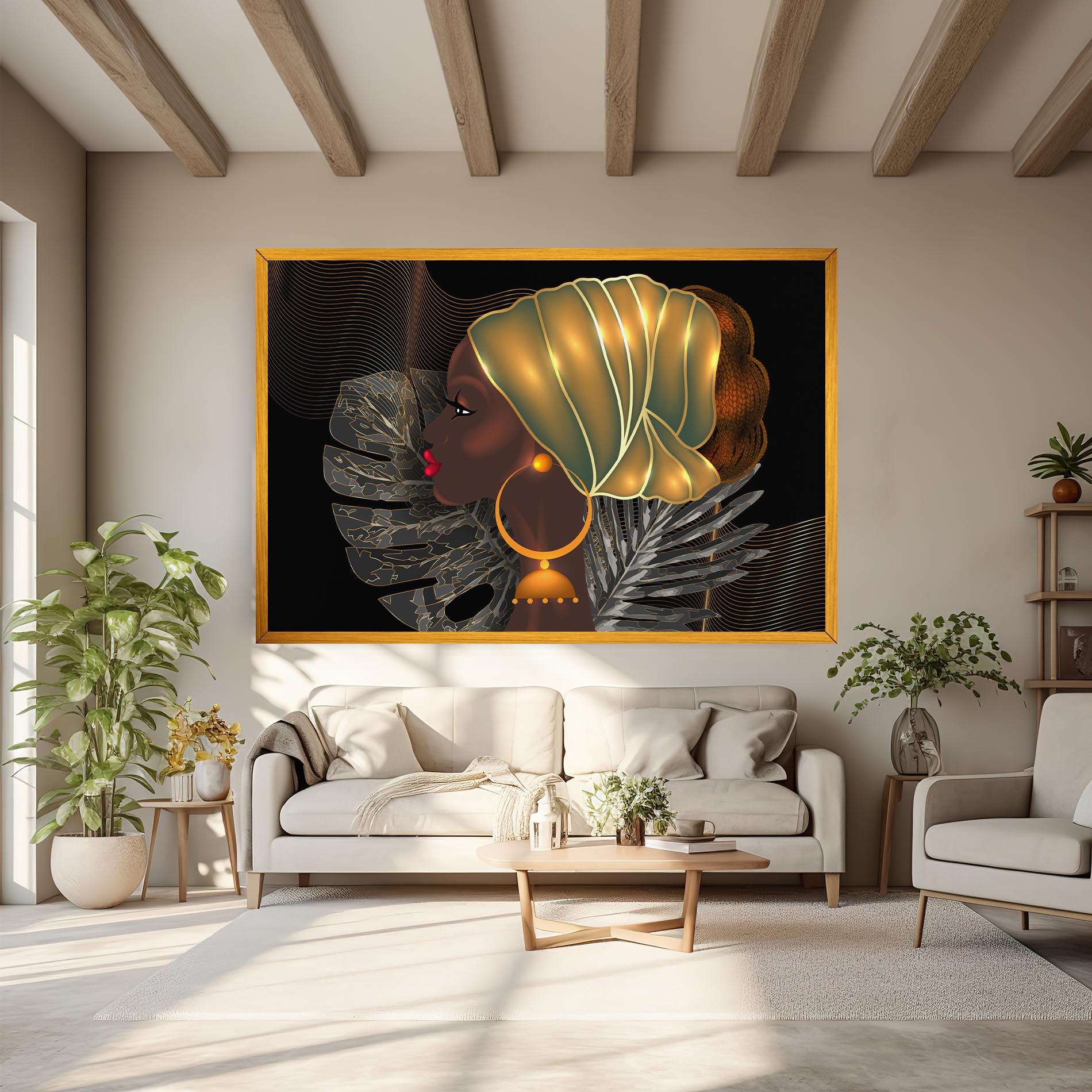Картина на платно African Gold Leaf mockup 6