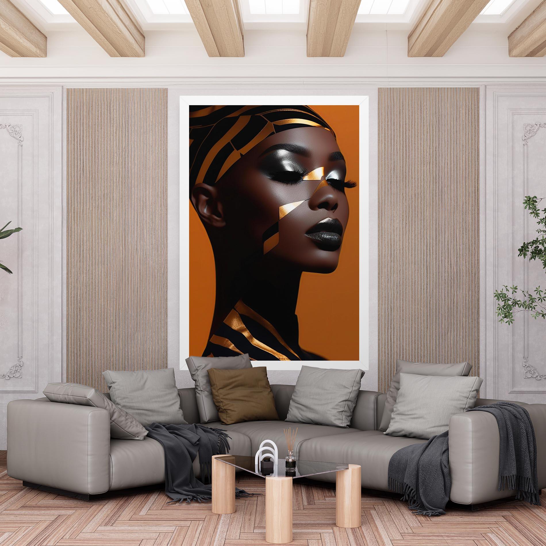 Картина на платно African Woman On Orange mockup 6