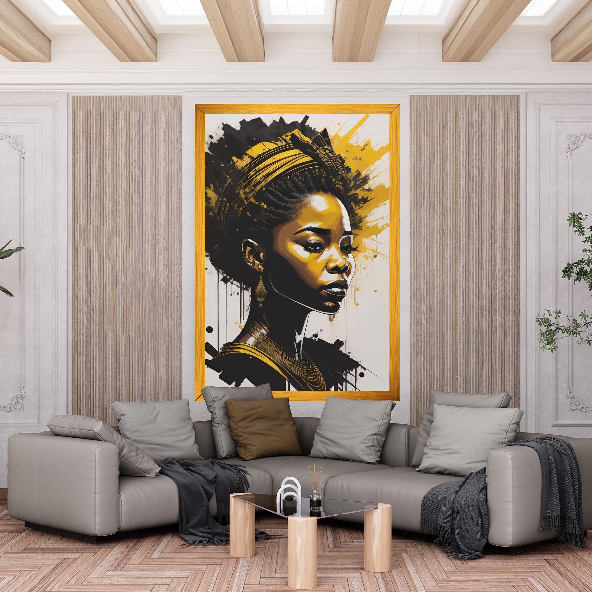 Картина на платно Gold African Woman mockup 6