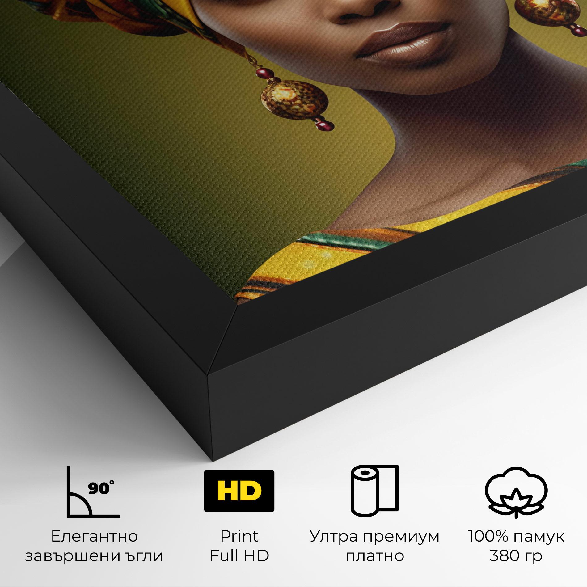 Картина на платно Yellow Scarf Woman mockup 4