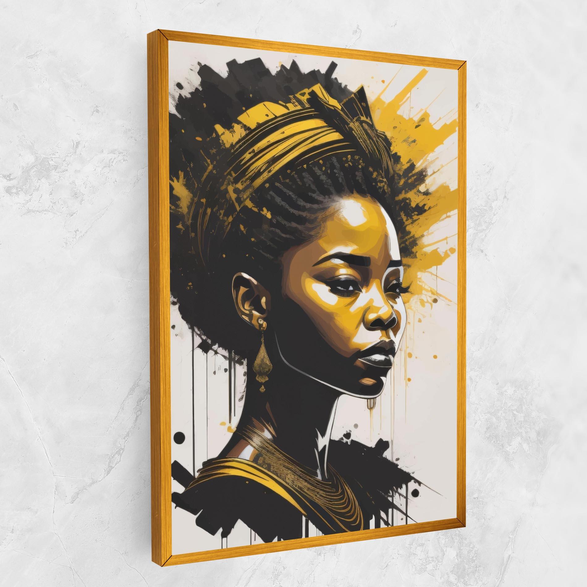 Картина на платно Gold African Woman mockup 1