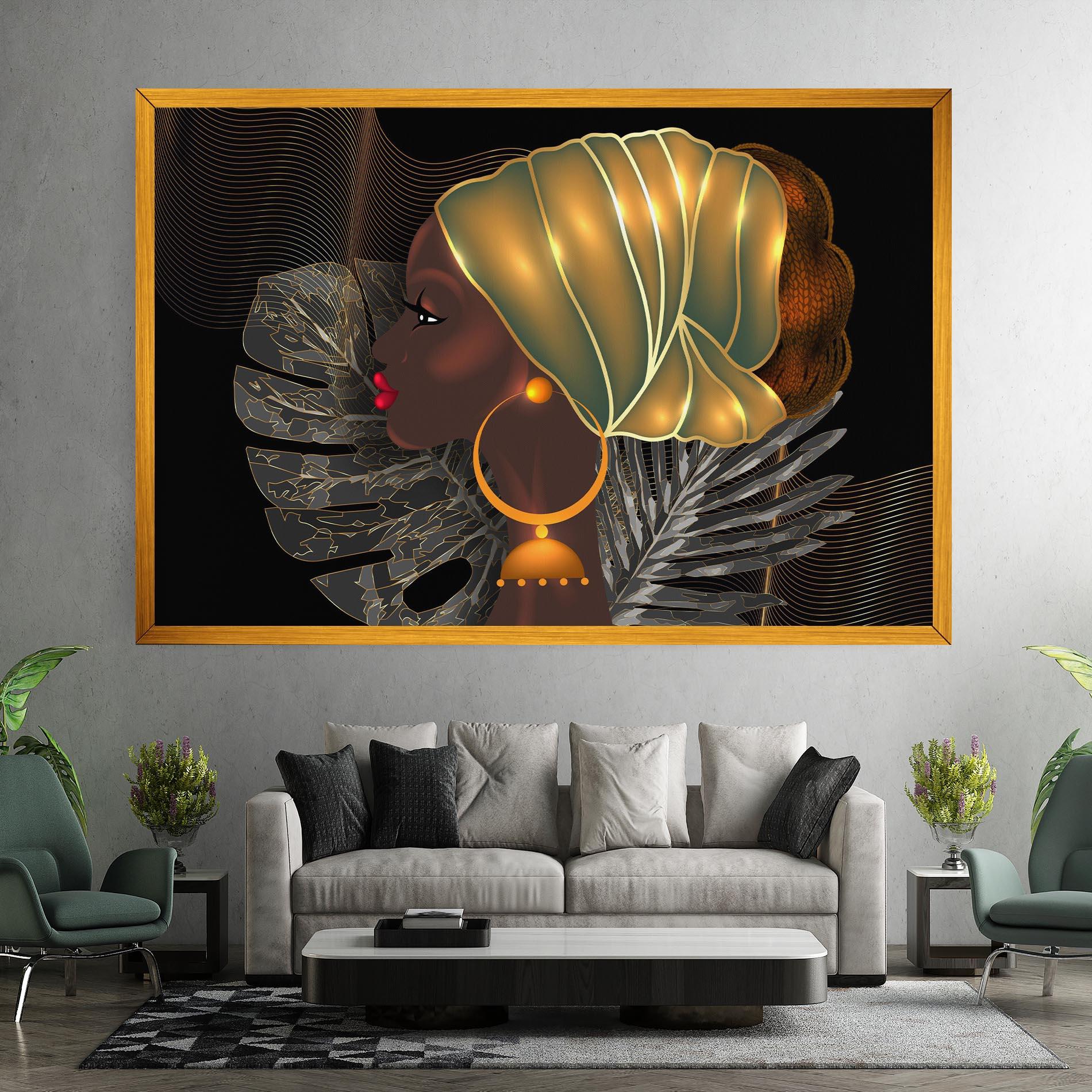 Картина на платно African Gold Leaf mockup 7