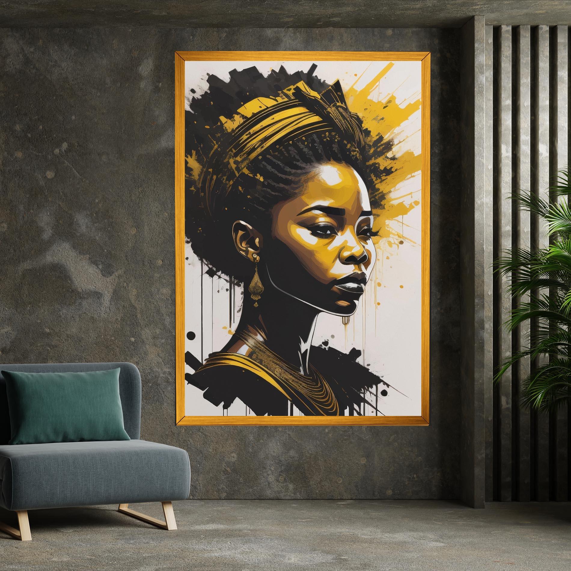 Картина на платно Gold African Woman mockup 7