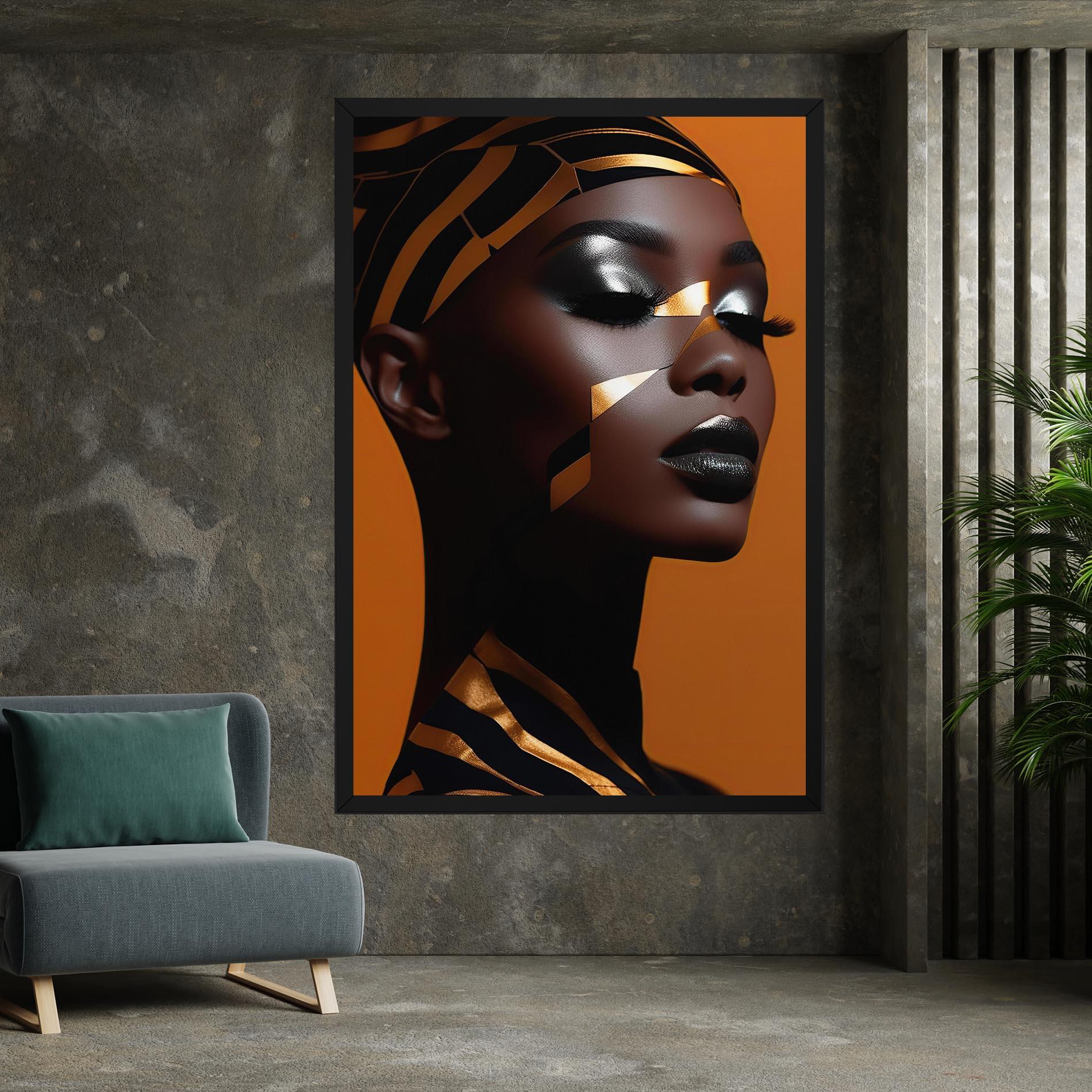 Картина на платно African Woman On Orange mockup 7