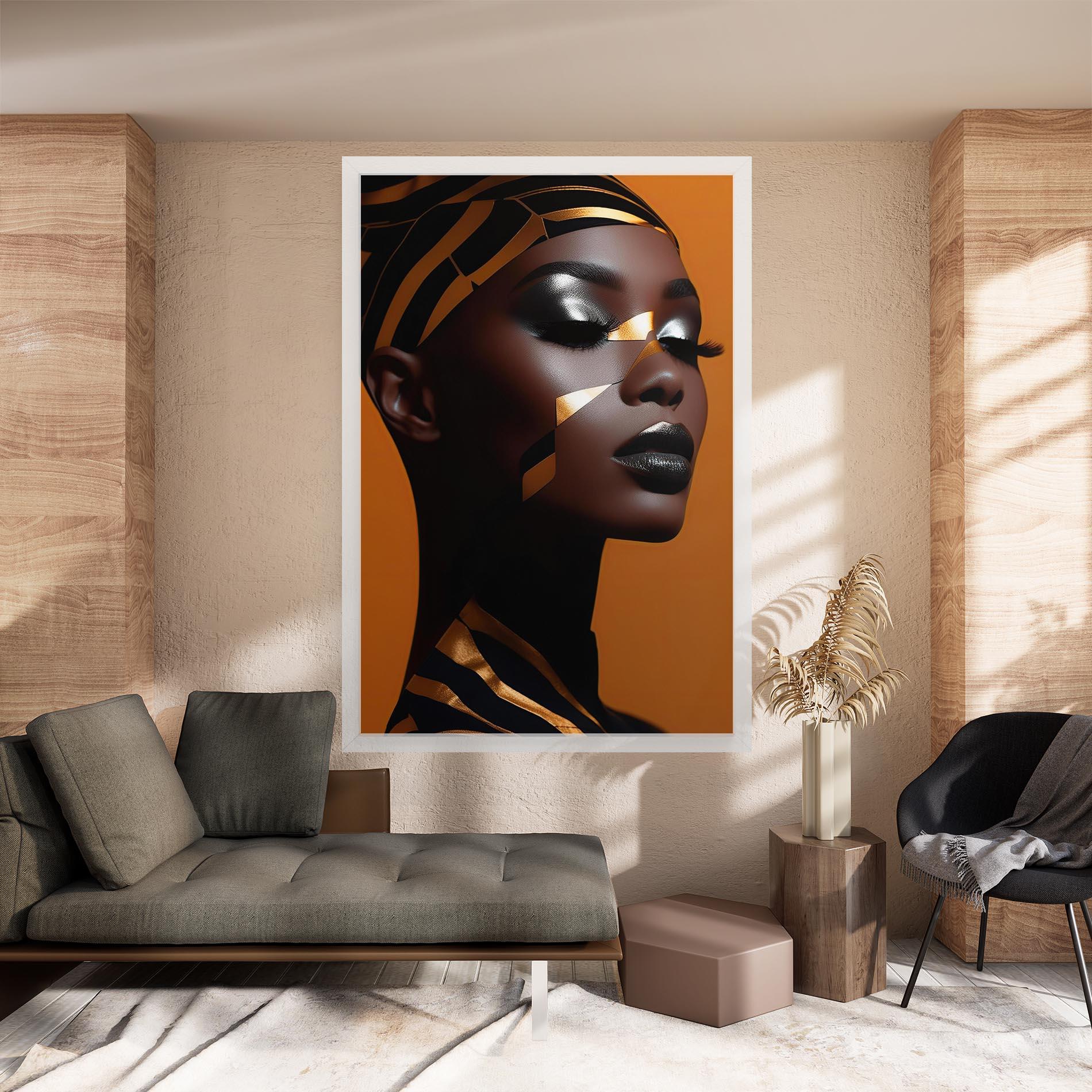 Картина на платно African Woman On Orange mockup 8