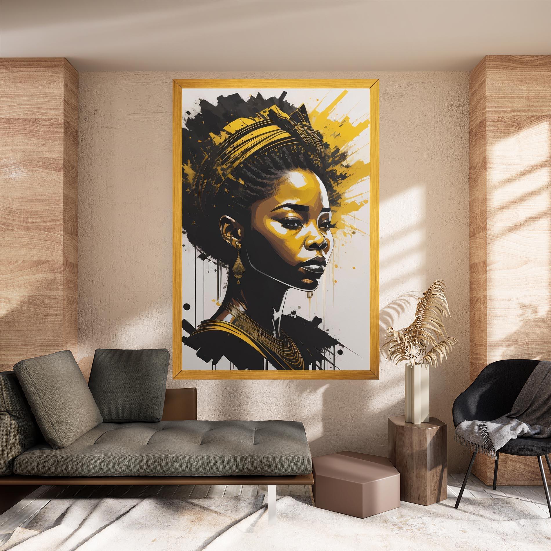 Картина на платно Gold African Woman mockup 8