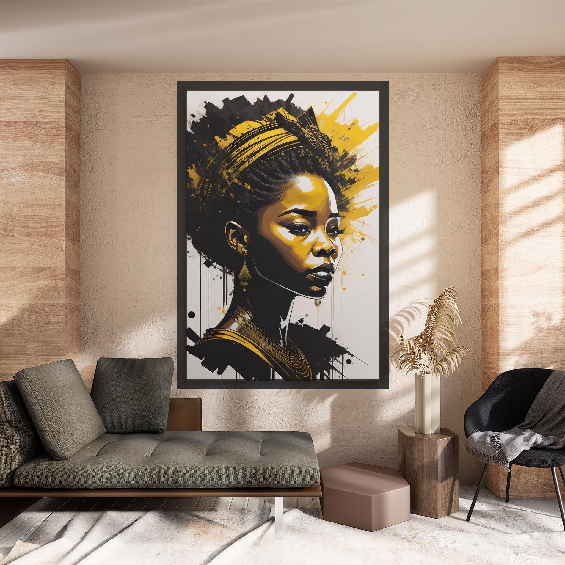 Картина на платно Gold African Woman mockup 8