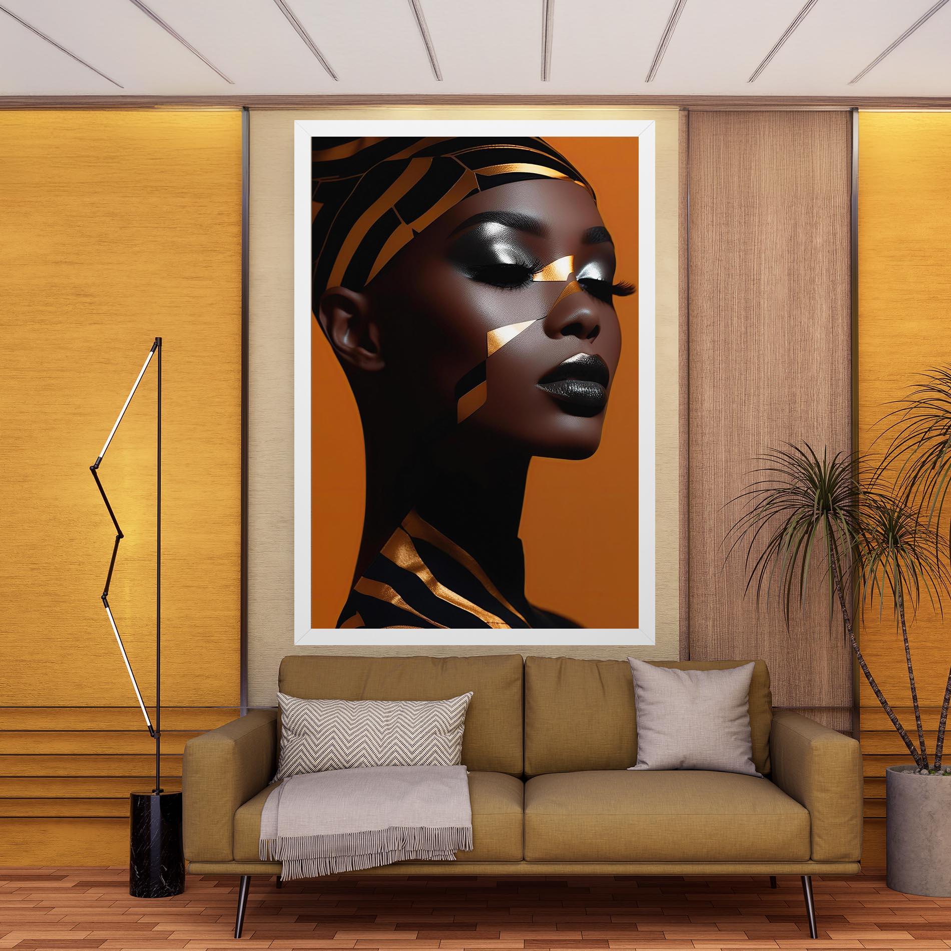 Картина на платно African Woman On Orange mockup 9