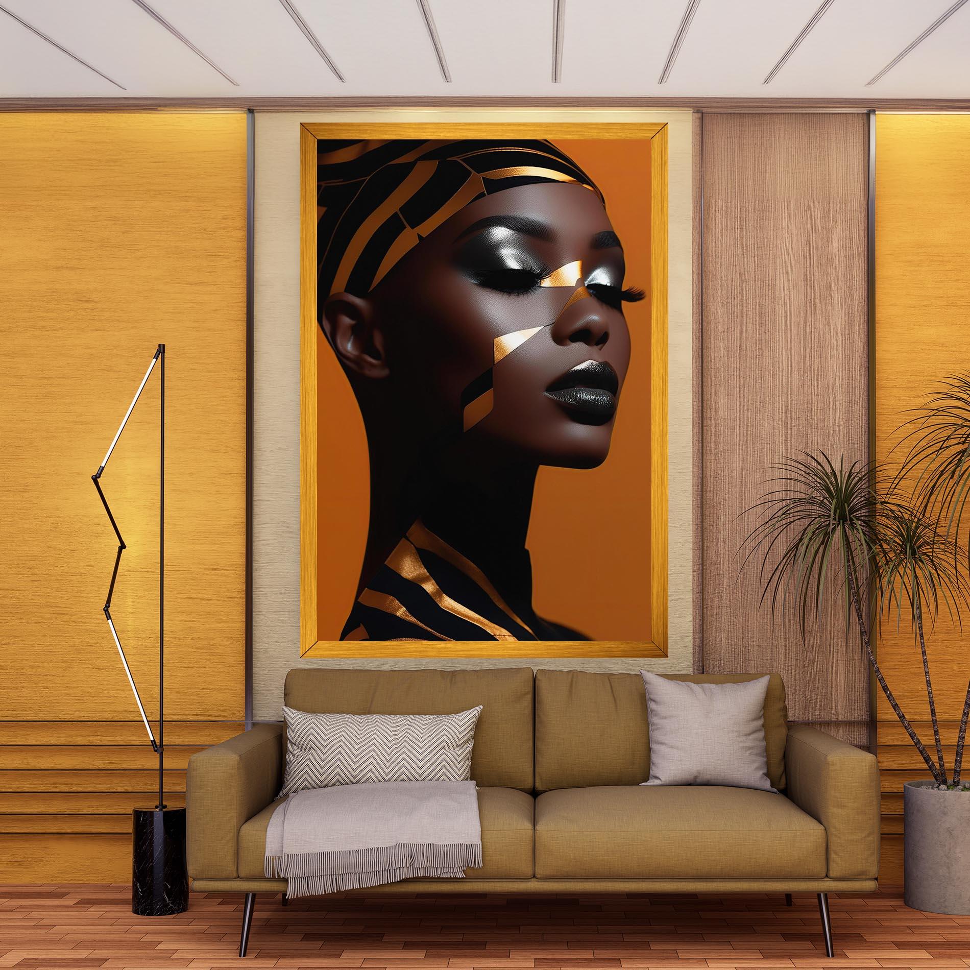 Картина на платно African Woman On Orange mockup 9