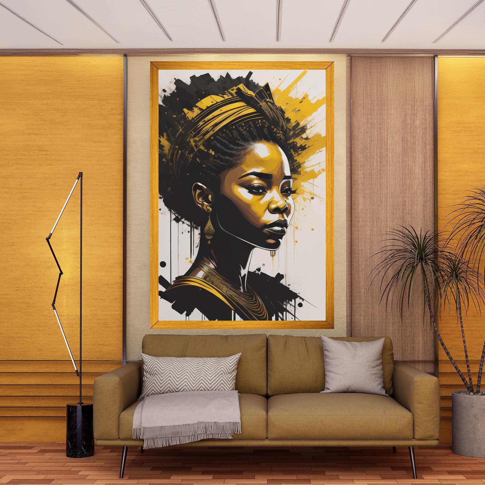 Картина на платно Gold African Woman mockup 9