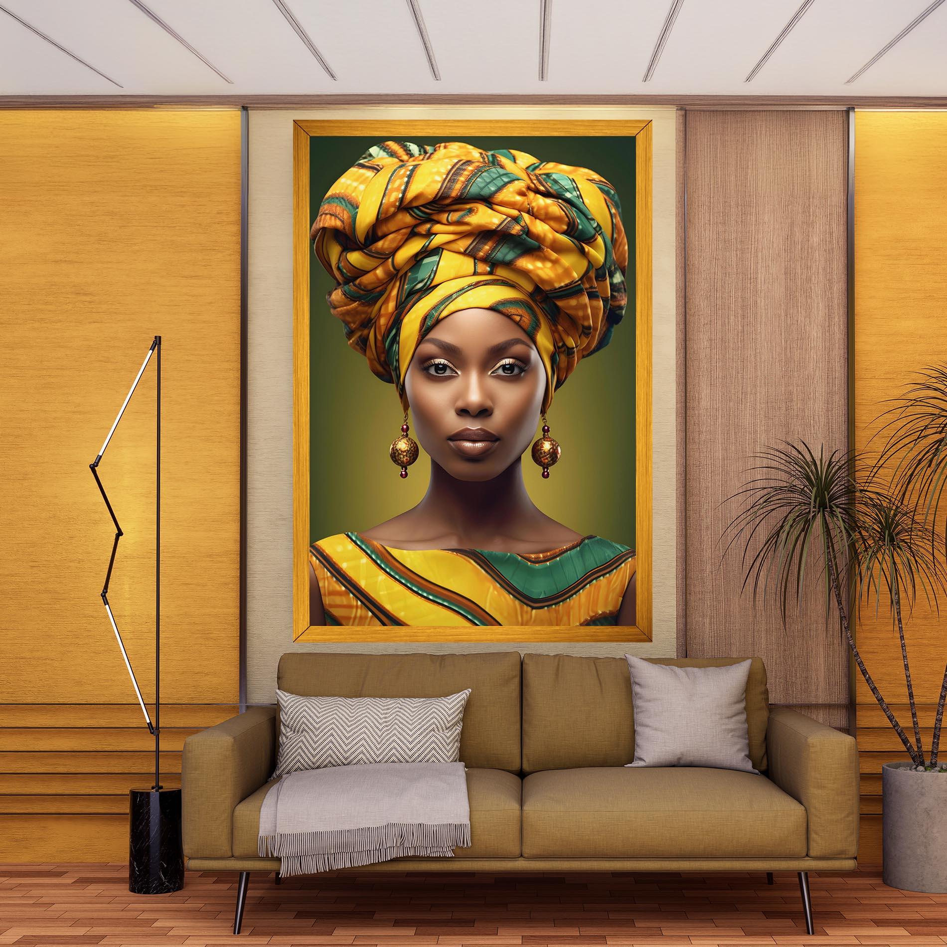 Картина на платно Yellow Scarf Woman mockup 9