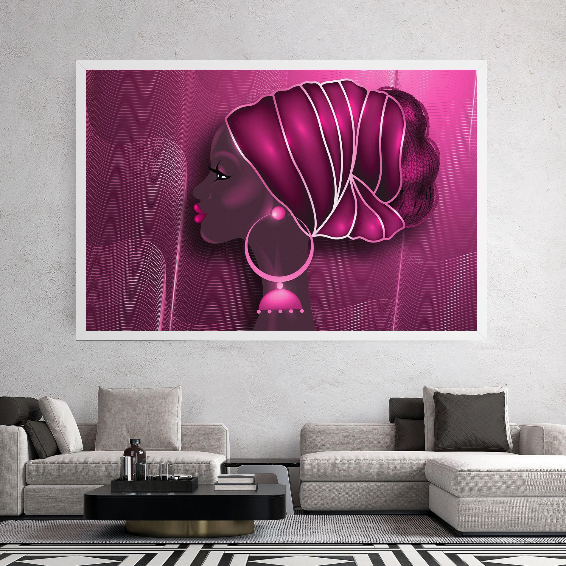 Картина на платно African Pink Woman mockup 2